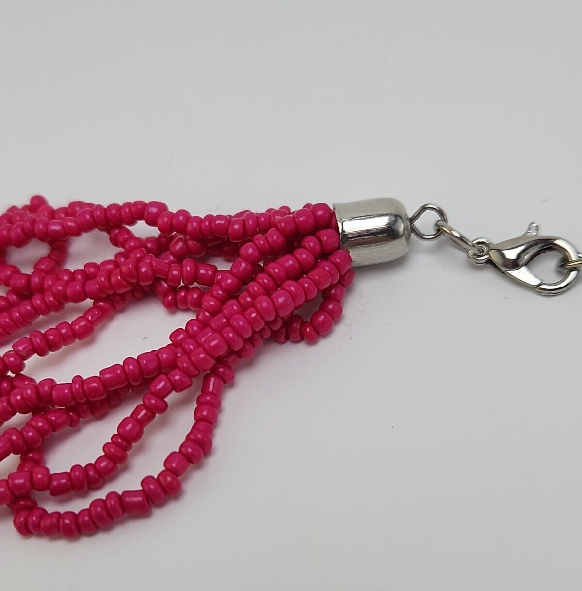 Graduating Deep Pink Seed Bead Layered Statement Necklace, 10 strands 37 in long