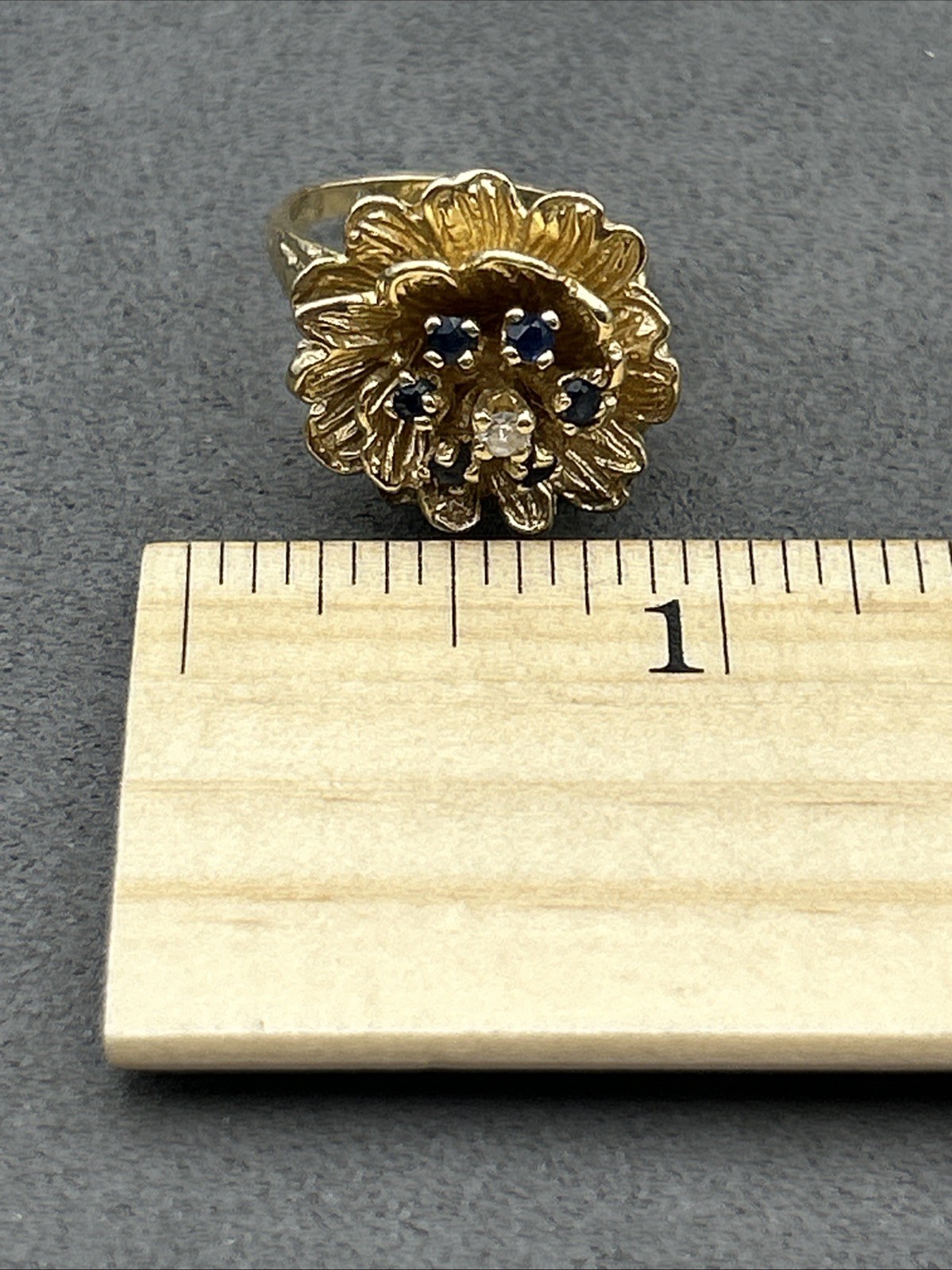 Vintage 14k Gold Sapphire & Diamond Ring Estate Antique 8.8 Grams (Not Scrap)