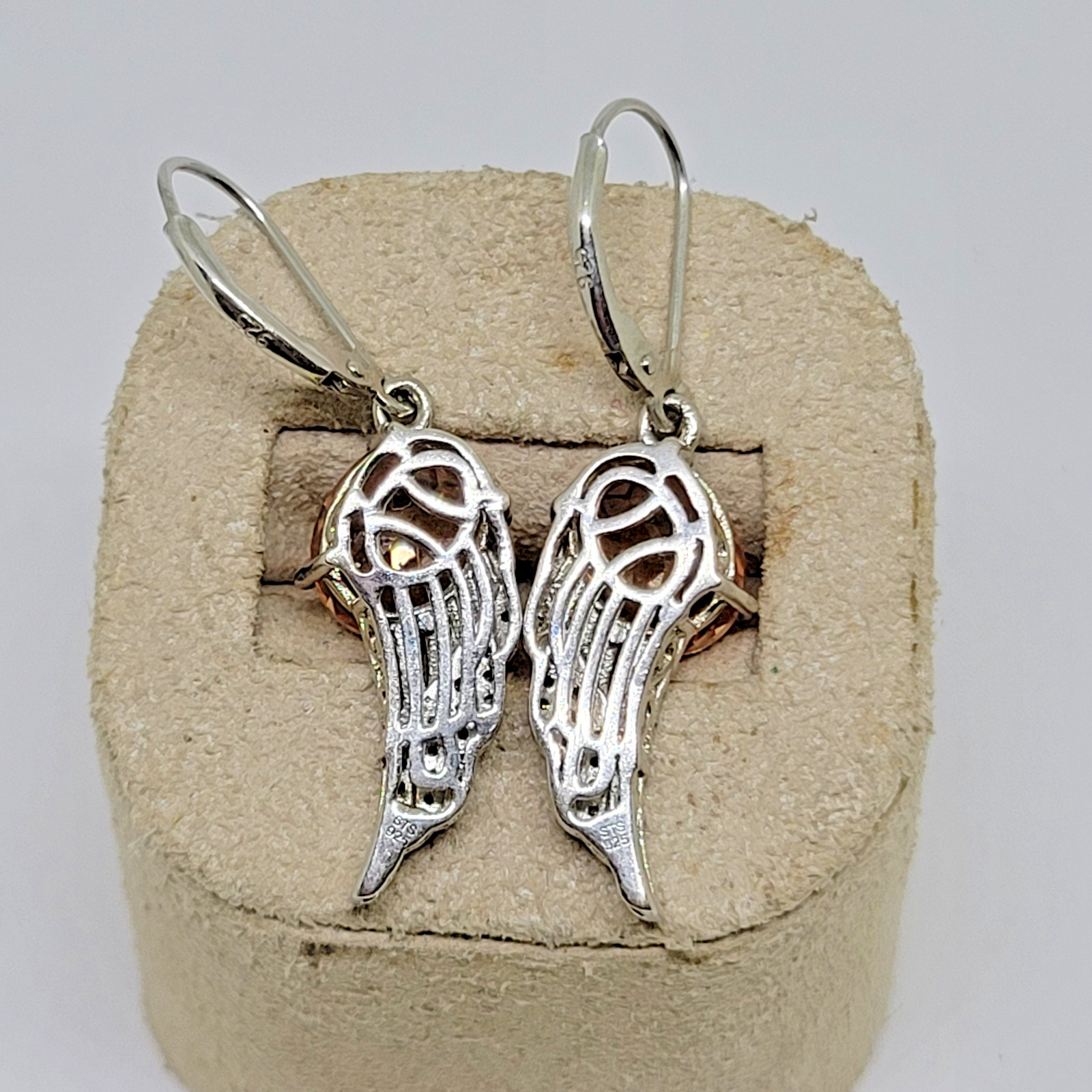 ShopLC Sterling Silver Peach Angel Wings Drop Dangle Earrings ~ 1.5″
