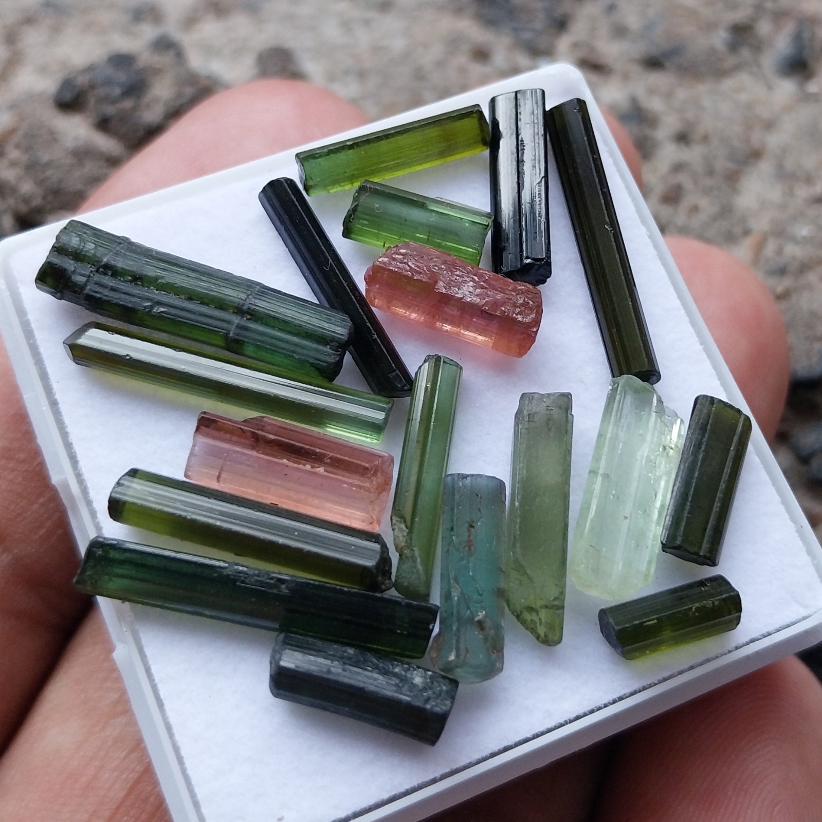 30 Carat Natural Multi Color Tourmaline Raw Rough Tube/Pencil 18 Piece Lot