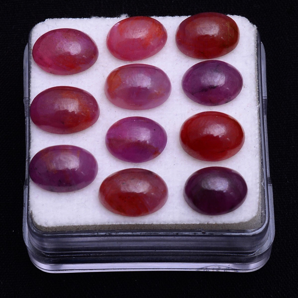 11 Pcs Natural Ruby 9.05mm-10.21mm Oval Cabochon Untreated Red Loose Gemstones
