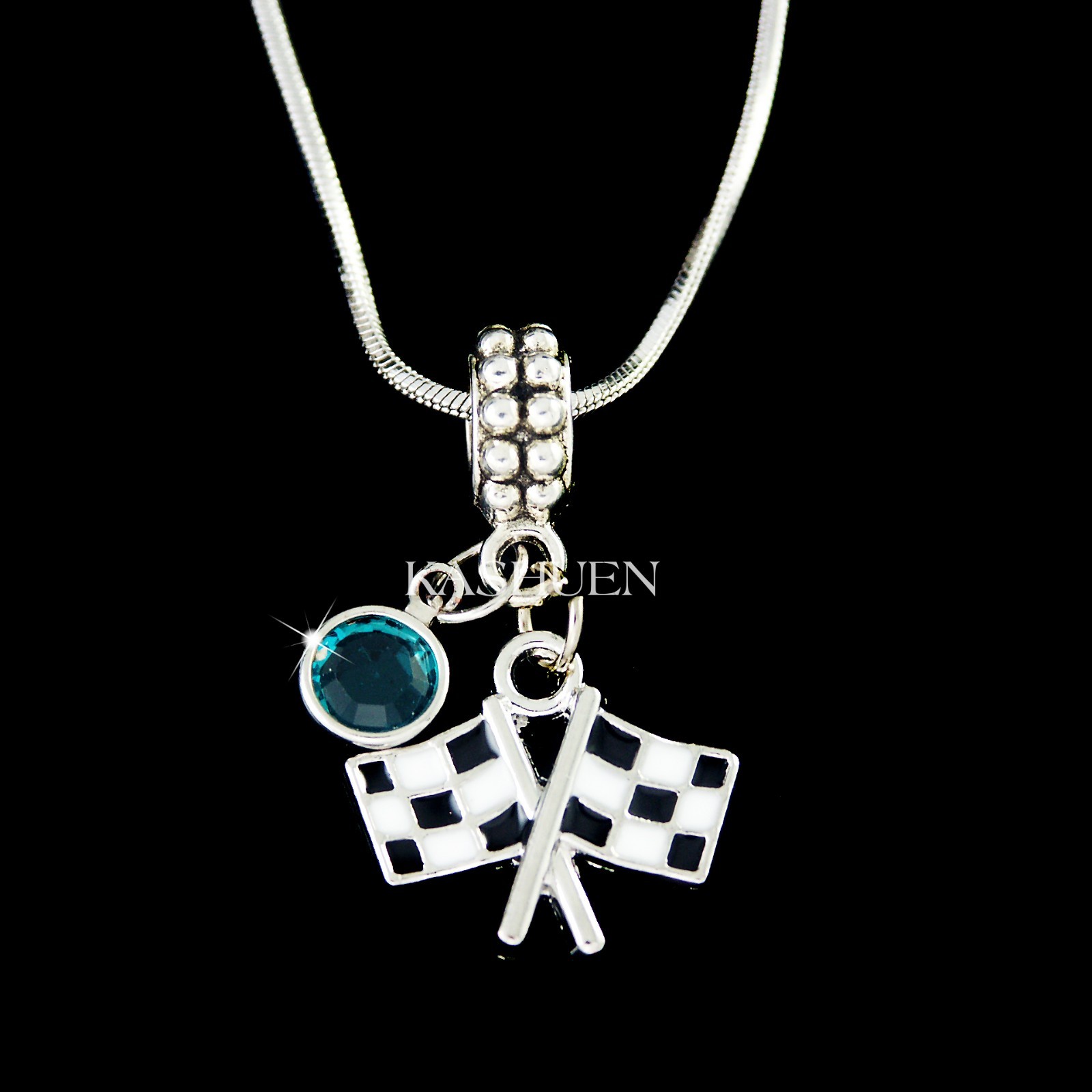 Checkered Flag Necklace Race Car Driver Auto Stock car Dirt Track Racing Jewelry