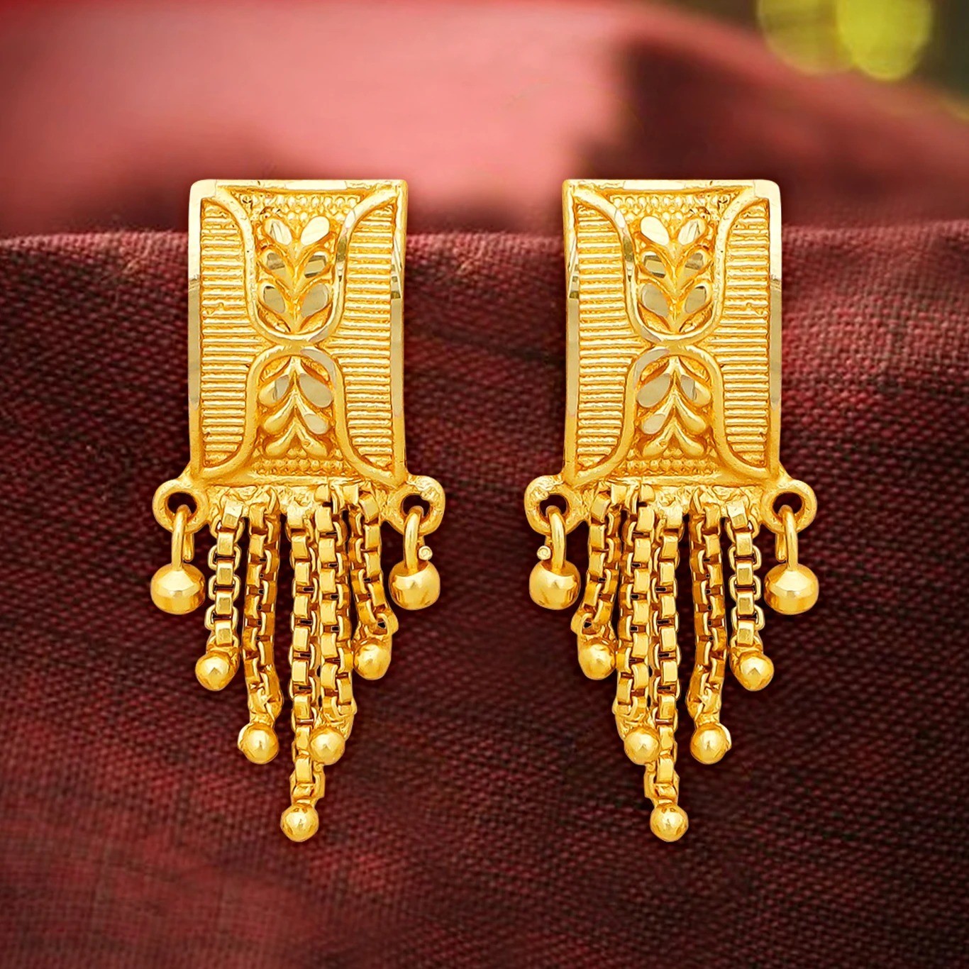 Traditional South Screw Back Multicolor Stud Earrings For Women And Girls Brass
