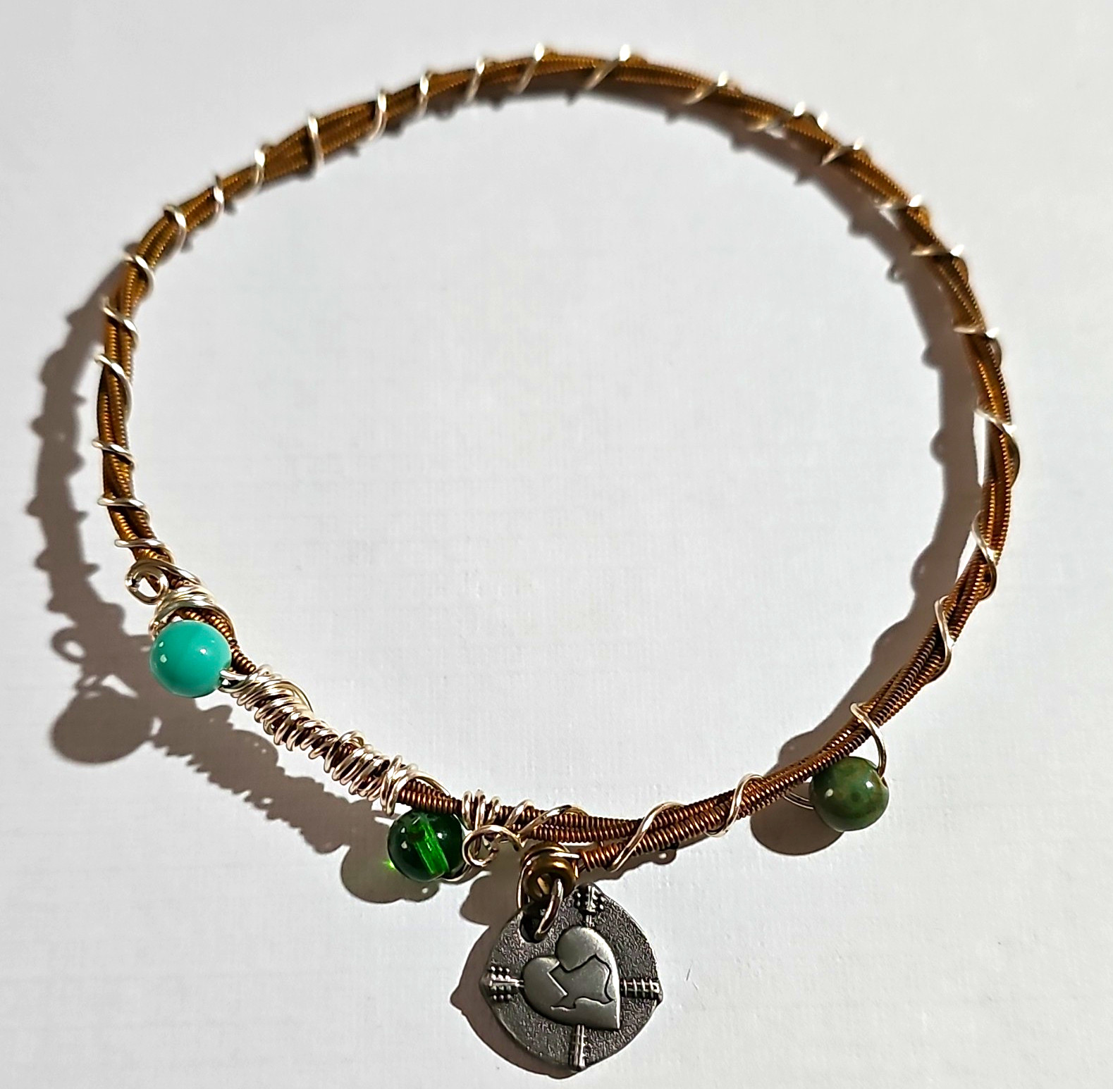 THS Texas High School Spirit Guitar String Bracelet Wire Wrapped Bangle Charm
