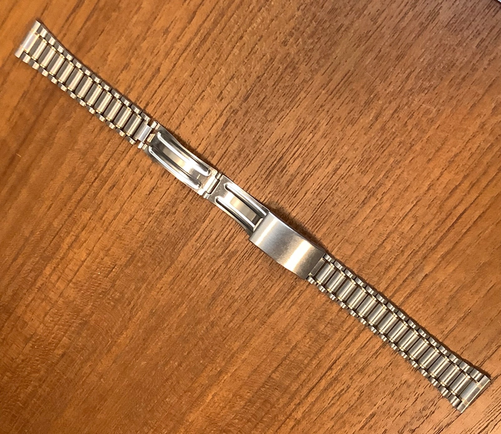 Watchband Gold & Satin Brushed Stainless Link Bracelet Fold Over Clasp 18mm Ends