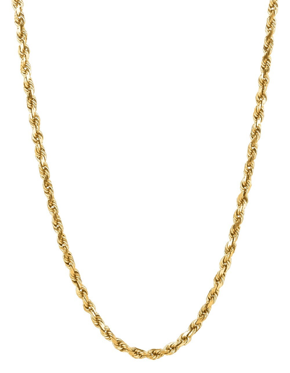 10k Yellow Gold 16″ Solid Diamond Cut ROPE Pendant Chain/Necklace 2mm 3 Grams
