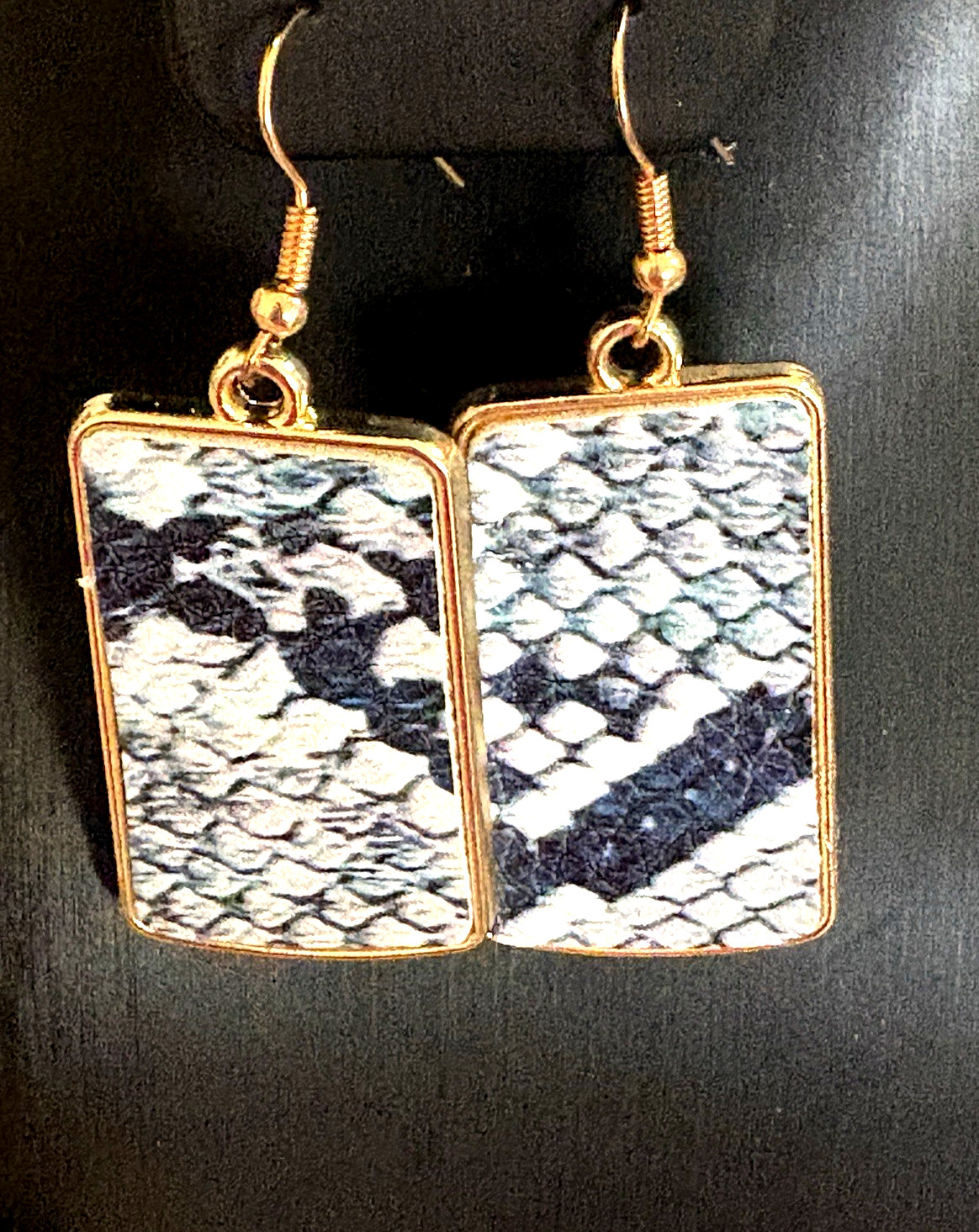 Snake Skin Animal Gold Tone Necklace Bracelet Earrings 3PC Set Brand New 18-20″