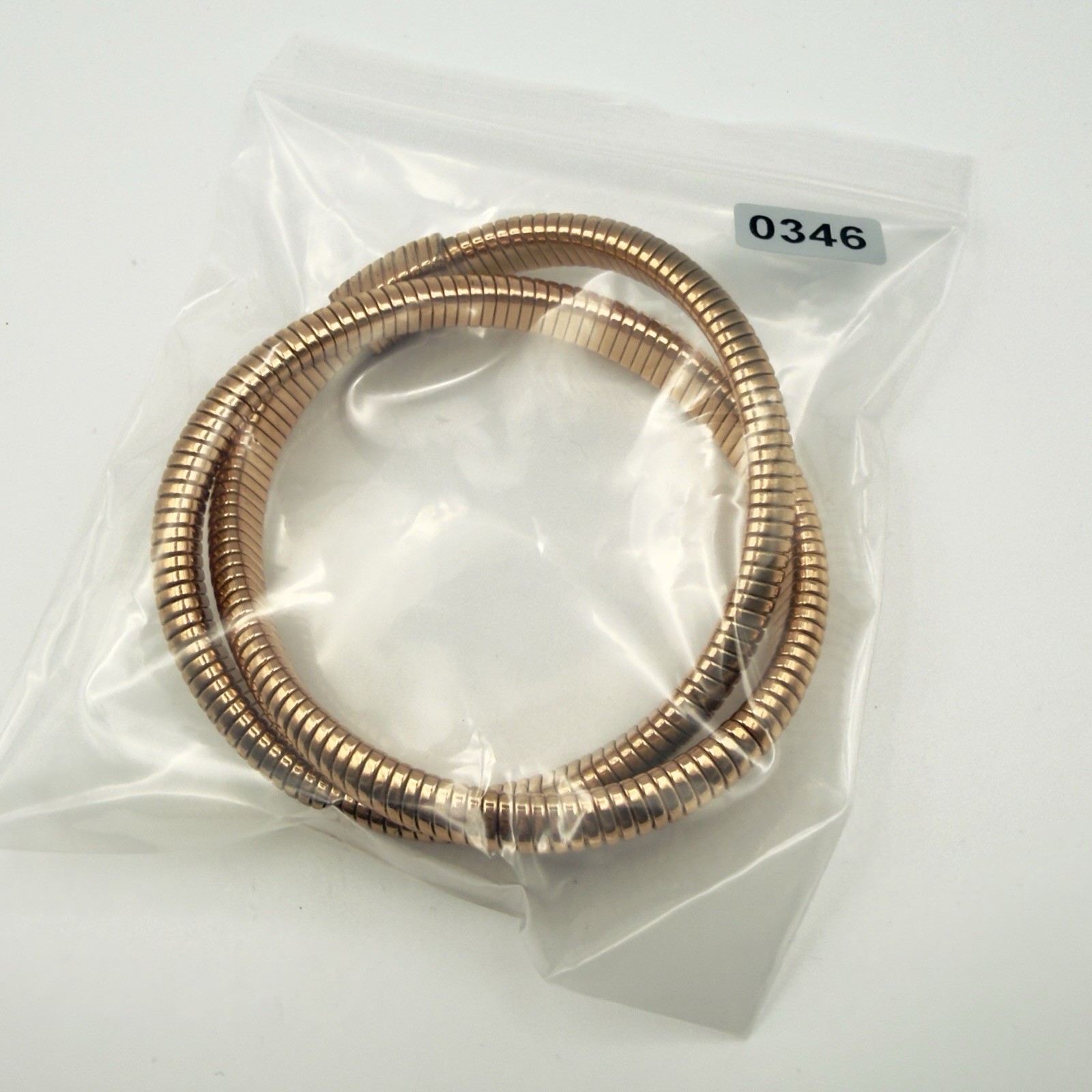 Gold Tone Gaspipe Tubogas Double Wrap Crossover Flexible Bangle Bracelet 7-7.5″