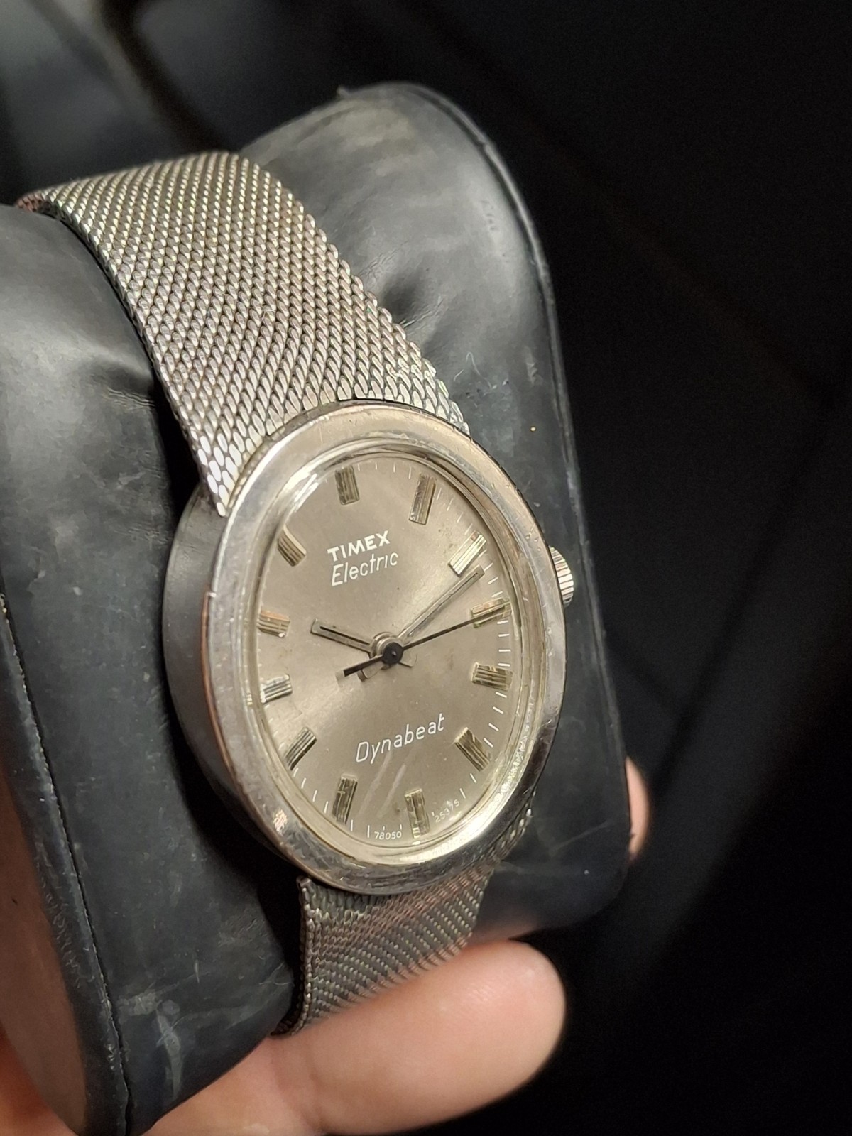Timex Electric Dynabeat Silver Tone Grey Dial Mens Vintage 1970s 1975 Watch…
