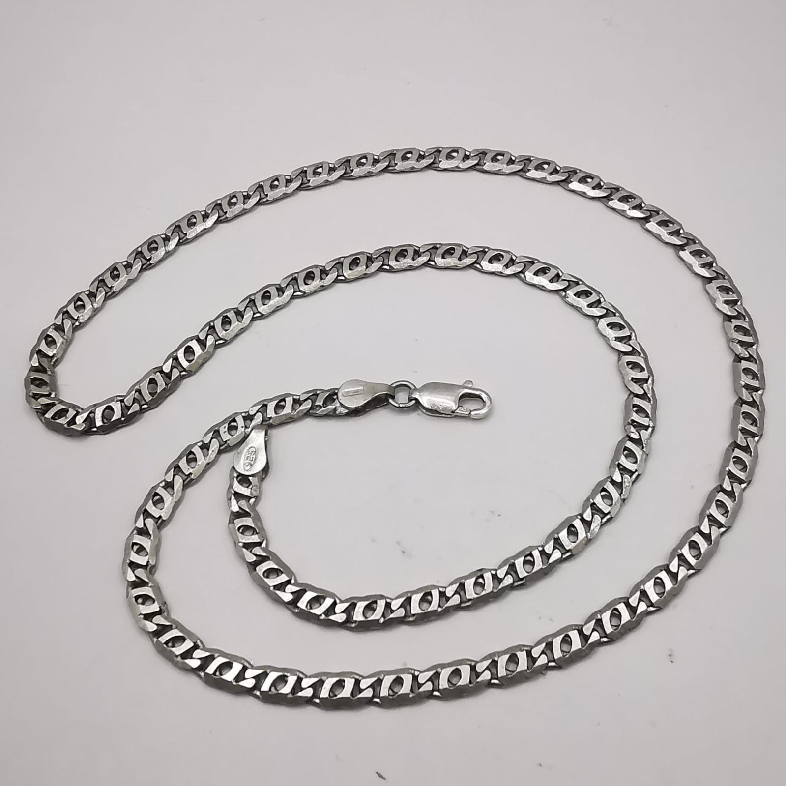 Vintage 925 Sterling Silver Chain Necklace Signed Artisan Fine Jewelry 46cm