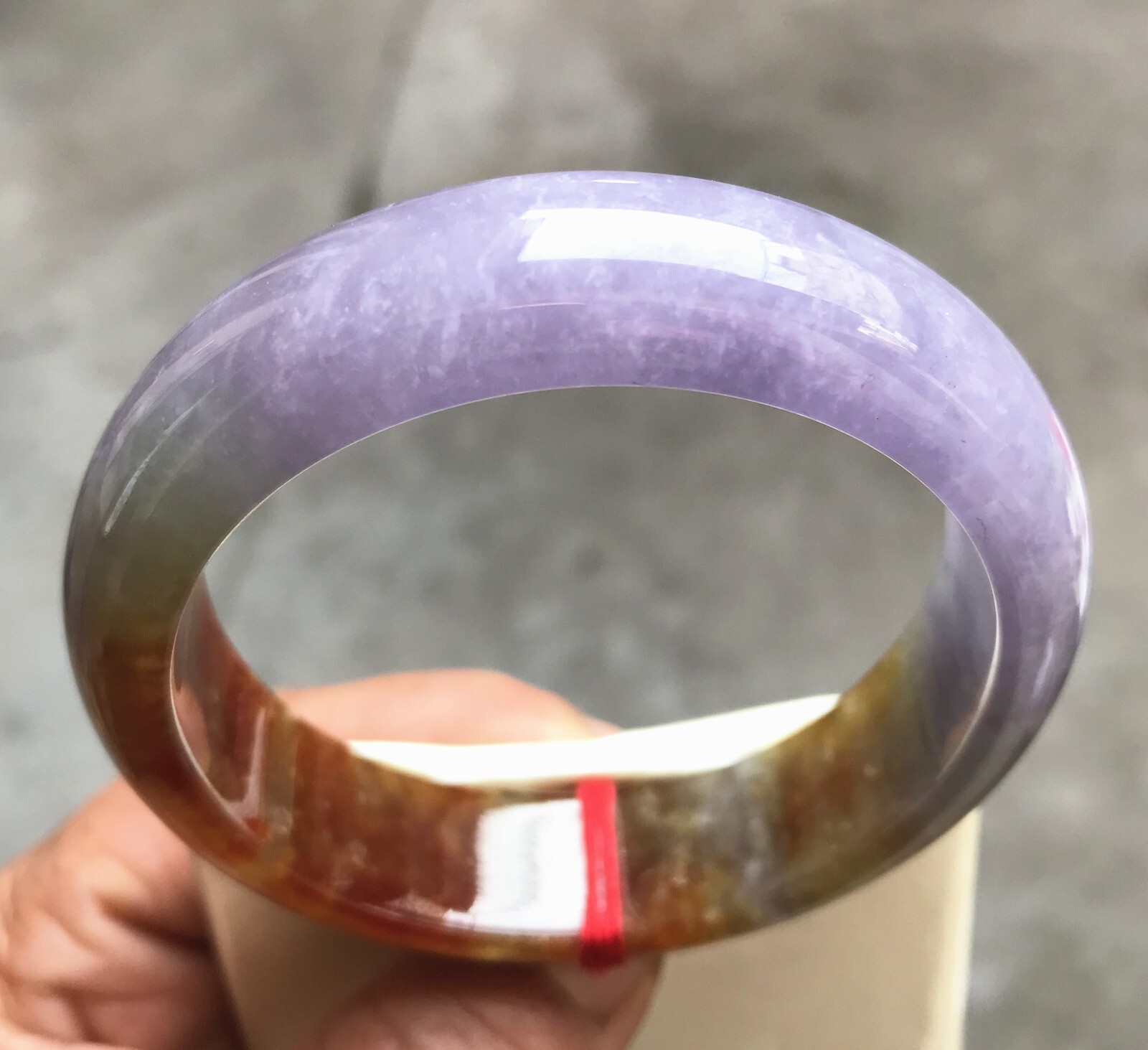 58.3mm Natural Ice Red Lavender Jadeite Jade Bracelet Burma Jade Bangle