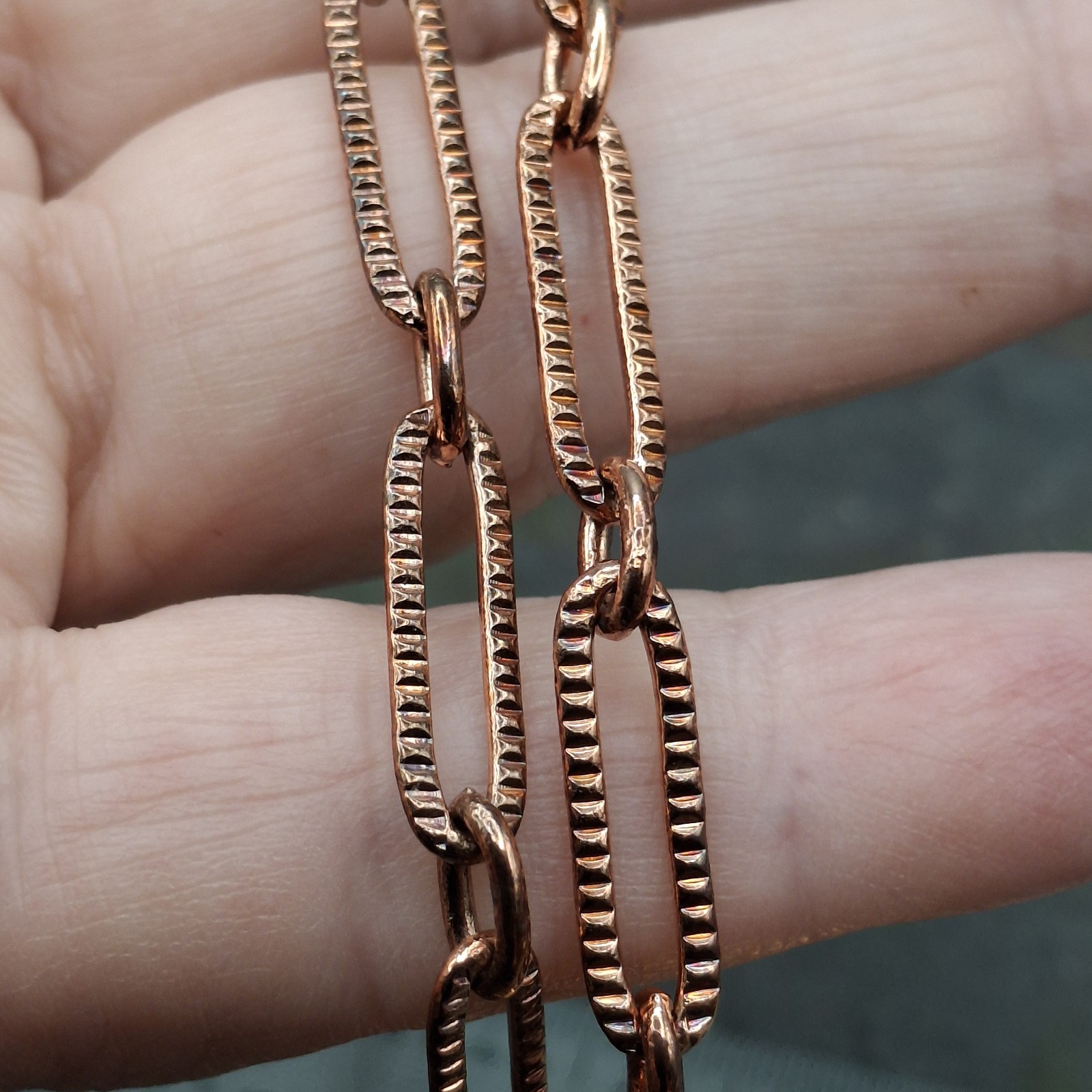 Aurora Opal Solid Copper Paperclip Chain Necklace Boho Southwestern 18-20in