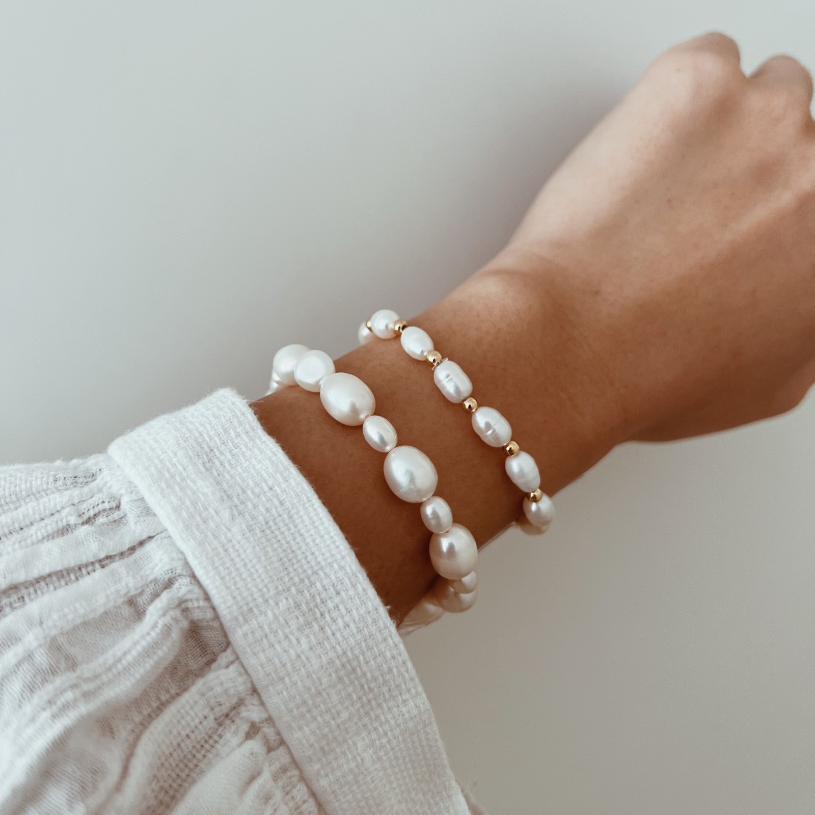 Irregular Freshwater Pearl Bracelet Elastic Stackable Boho Gift Bridal