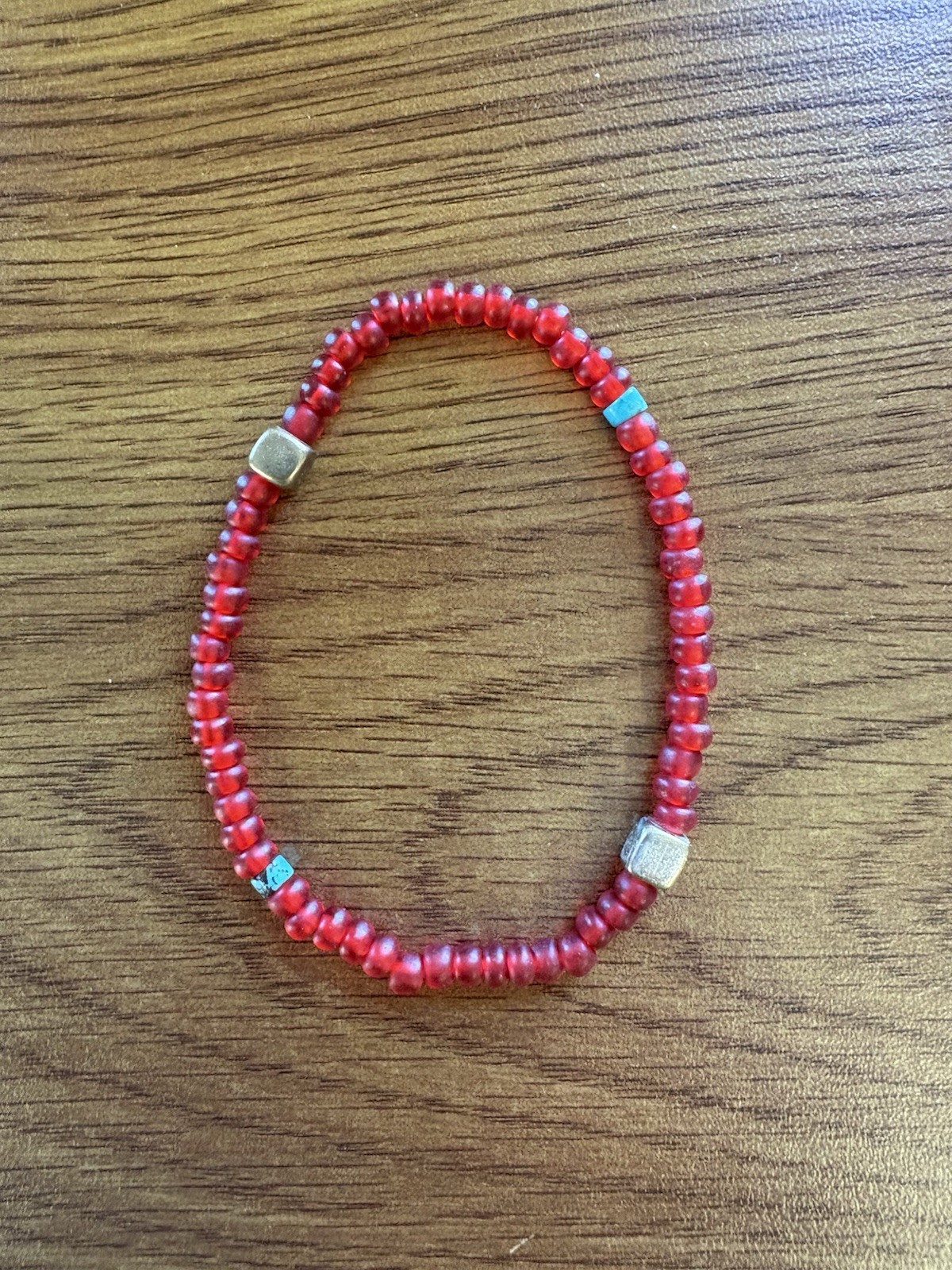 Vintage Set of 5 Stretch Bracelets Silver Red Turquoise Burgundy Boho/Southwest