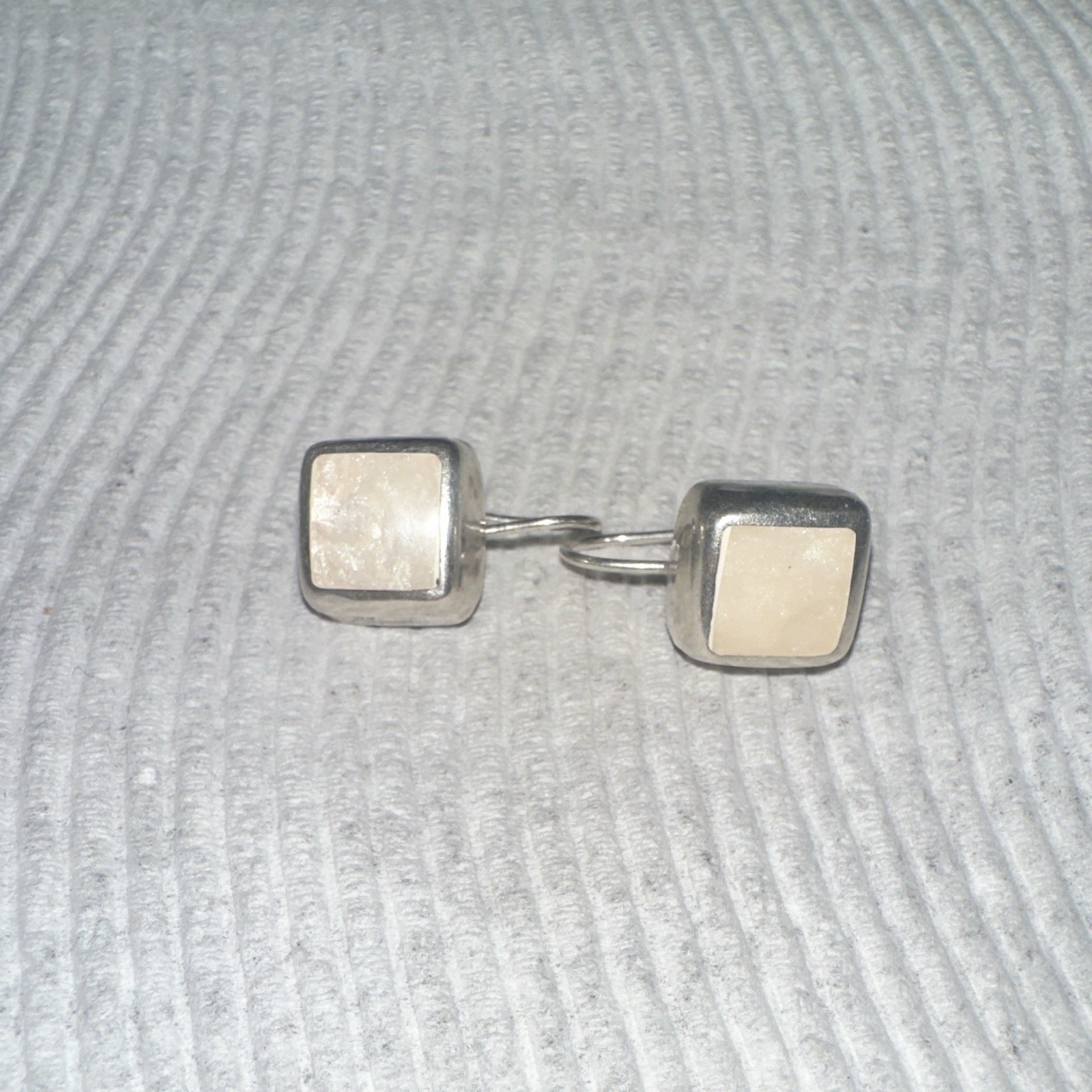 old 925 Sterling Silver Square Dangle/Drop Hook Earrings, Mexico
