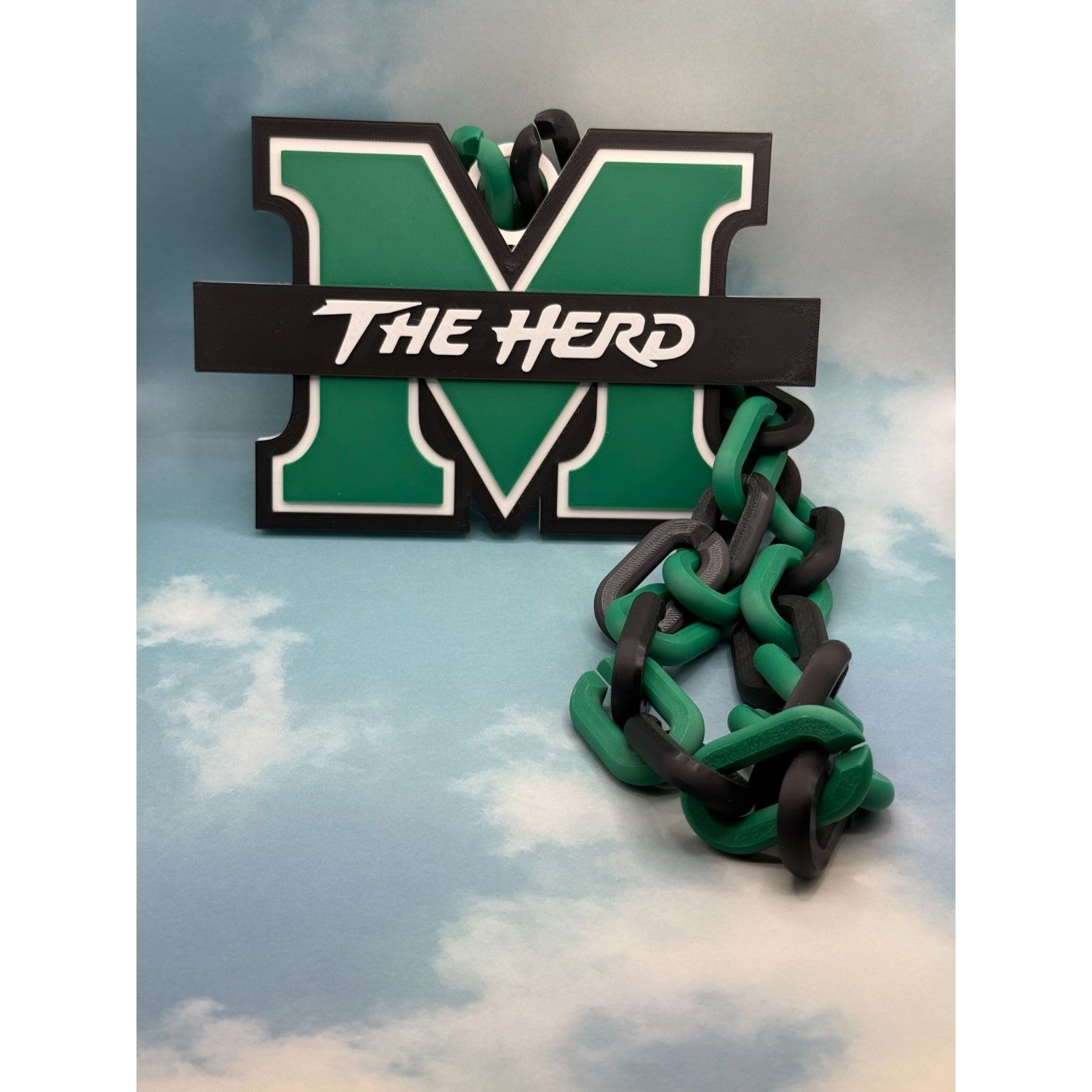 Marshall Thundering Herd Logo Oversized Necklace, Hype Chain “Thundering Herd”