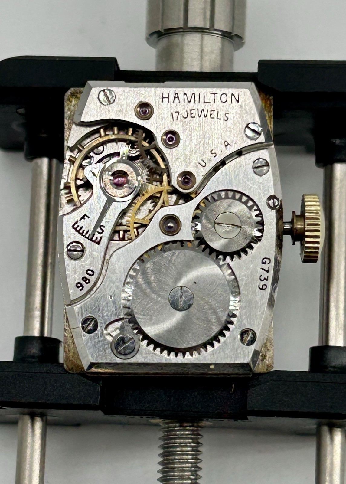Vintage Hamilton 980 Art Deco 17J 10K Gold Filled Men’s Tank Watch Runs Original