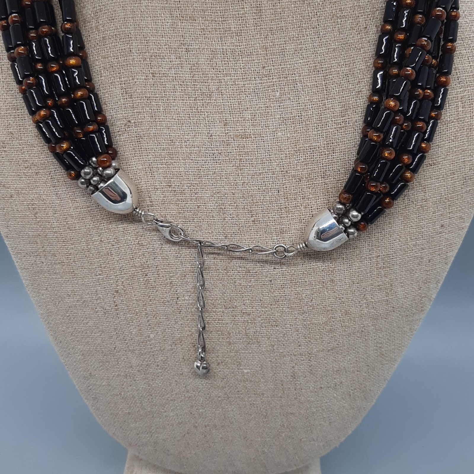 JAY KING DTR DESERT ROSE TRADING Black Coral Bead & Sterling Silver Necklace 925