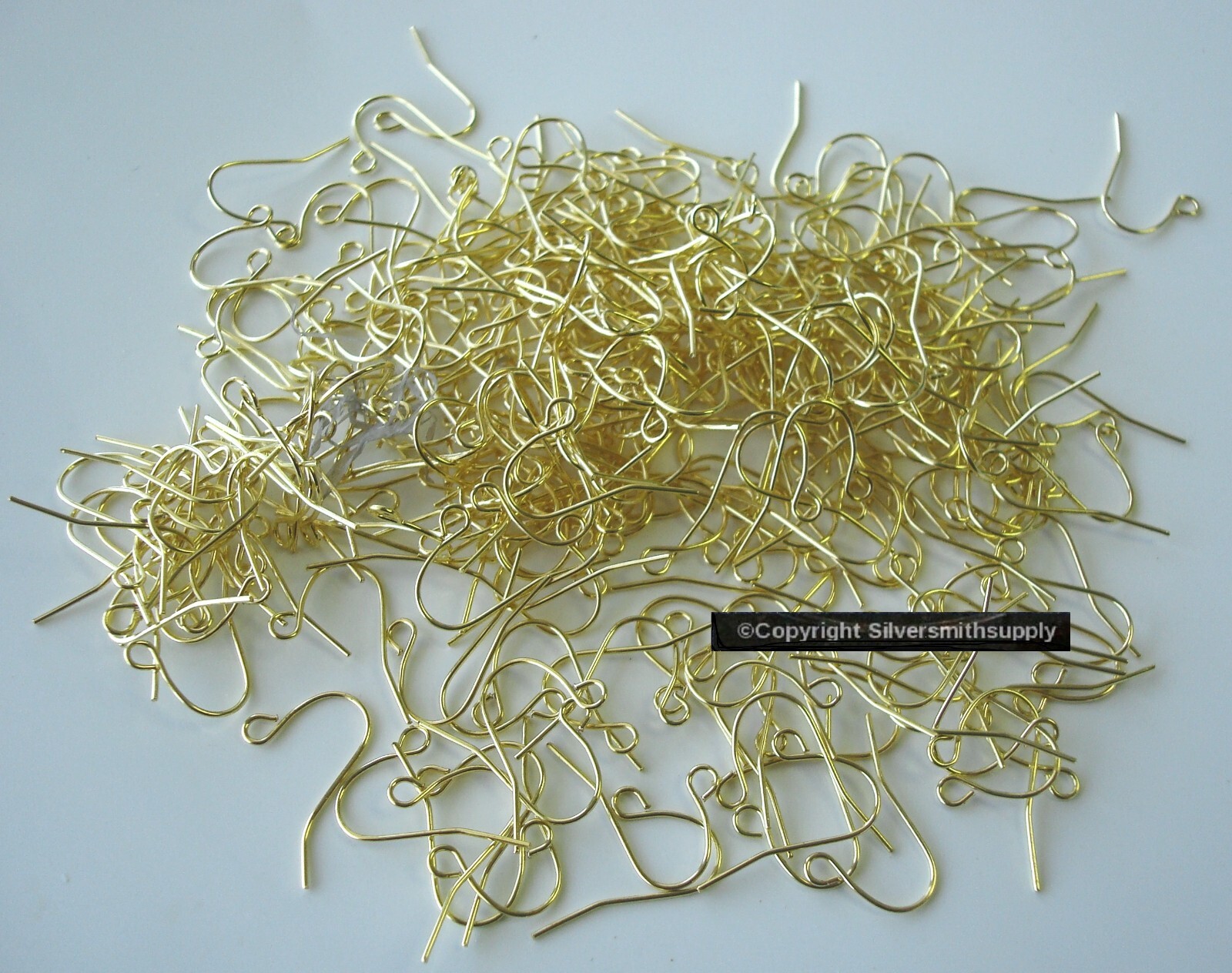 300 Gold plated plain fish hook earring wires open bottom loop FPH010C