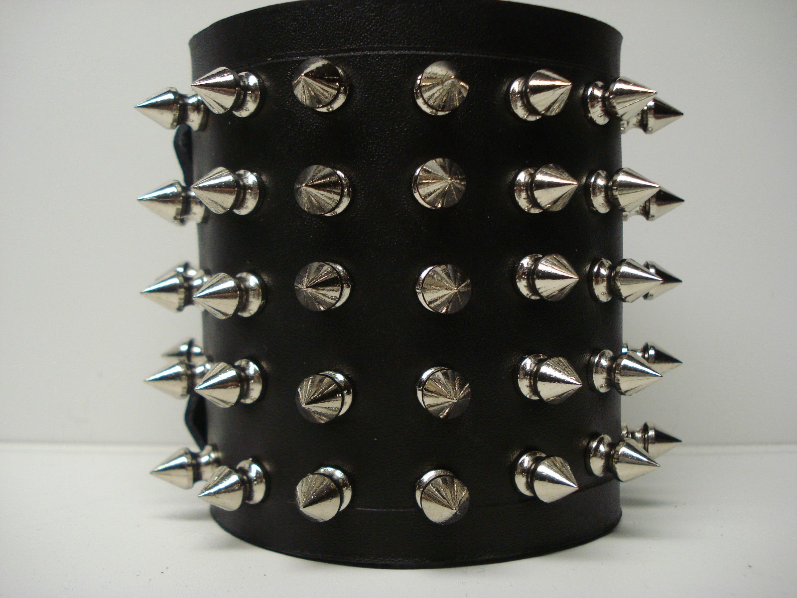 LEATHER SPIKED BRACELET. DEATH METAL (MDLB0209)….. OPPRESSOR