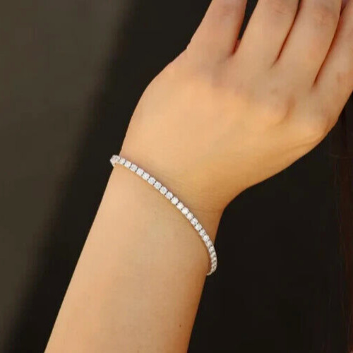 5.50Ct Round Cut GDGL GH/SI Natural Diamond Tennis Bracelet Real 14k White Gold