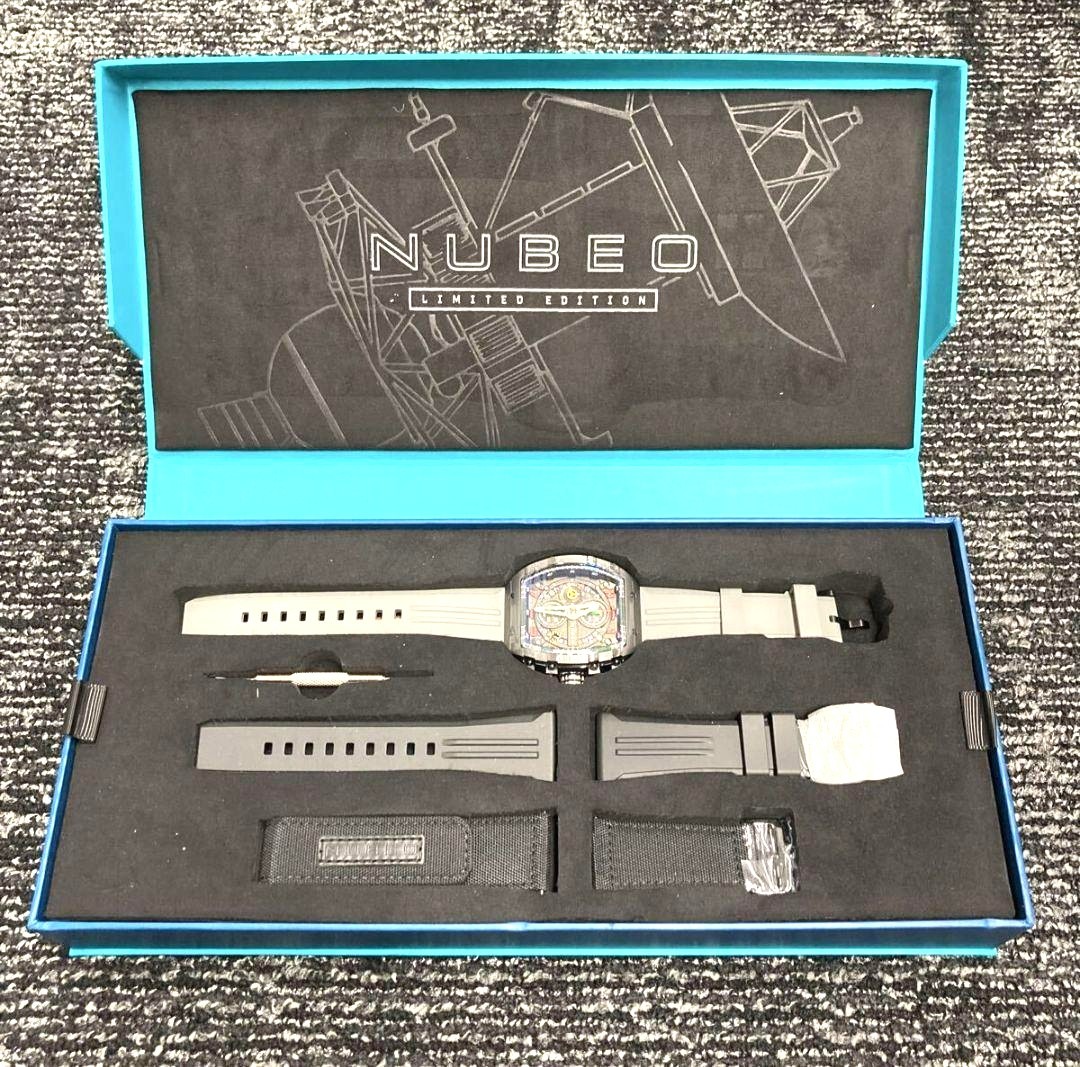 NUBEO Magellan Chronograph Watch Gray Rubber Strap 48mm Ltd Ed NB-6024