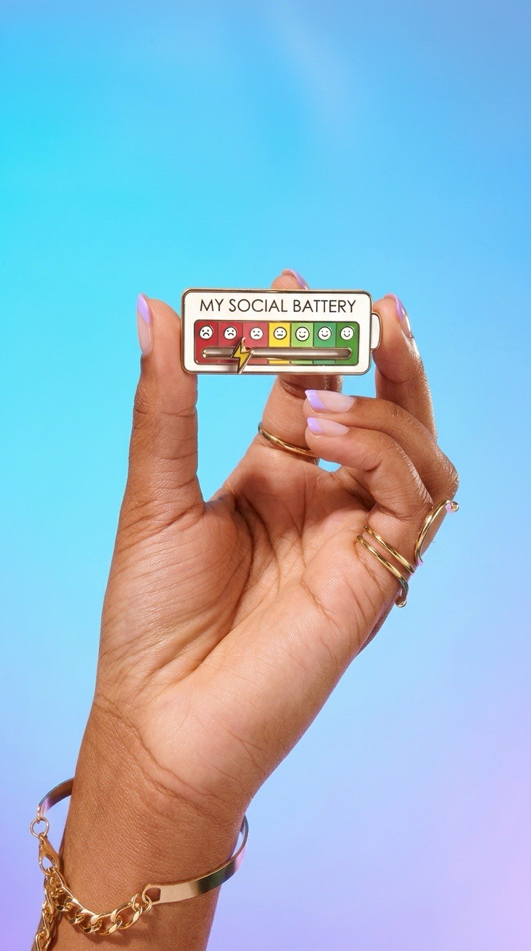 My Social Battery Enamel Mood Pin for Introverts Extroverts Mood Tracker