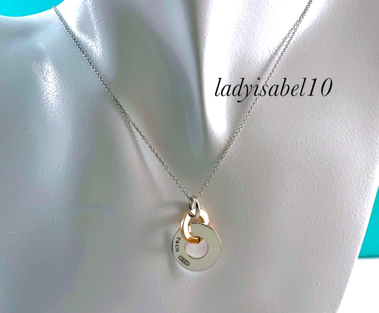 18.5″ Tiffany & Co 1837 Rubedo Silver Interlocking Drop Circle Adjust. Necklace