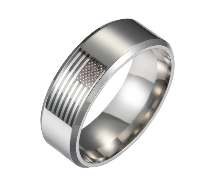 American Flag Ring – Stainless Steel Band – Size 6-13 America, USA – 8mm