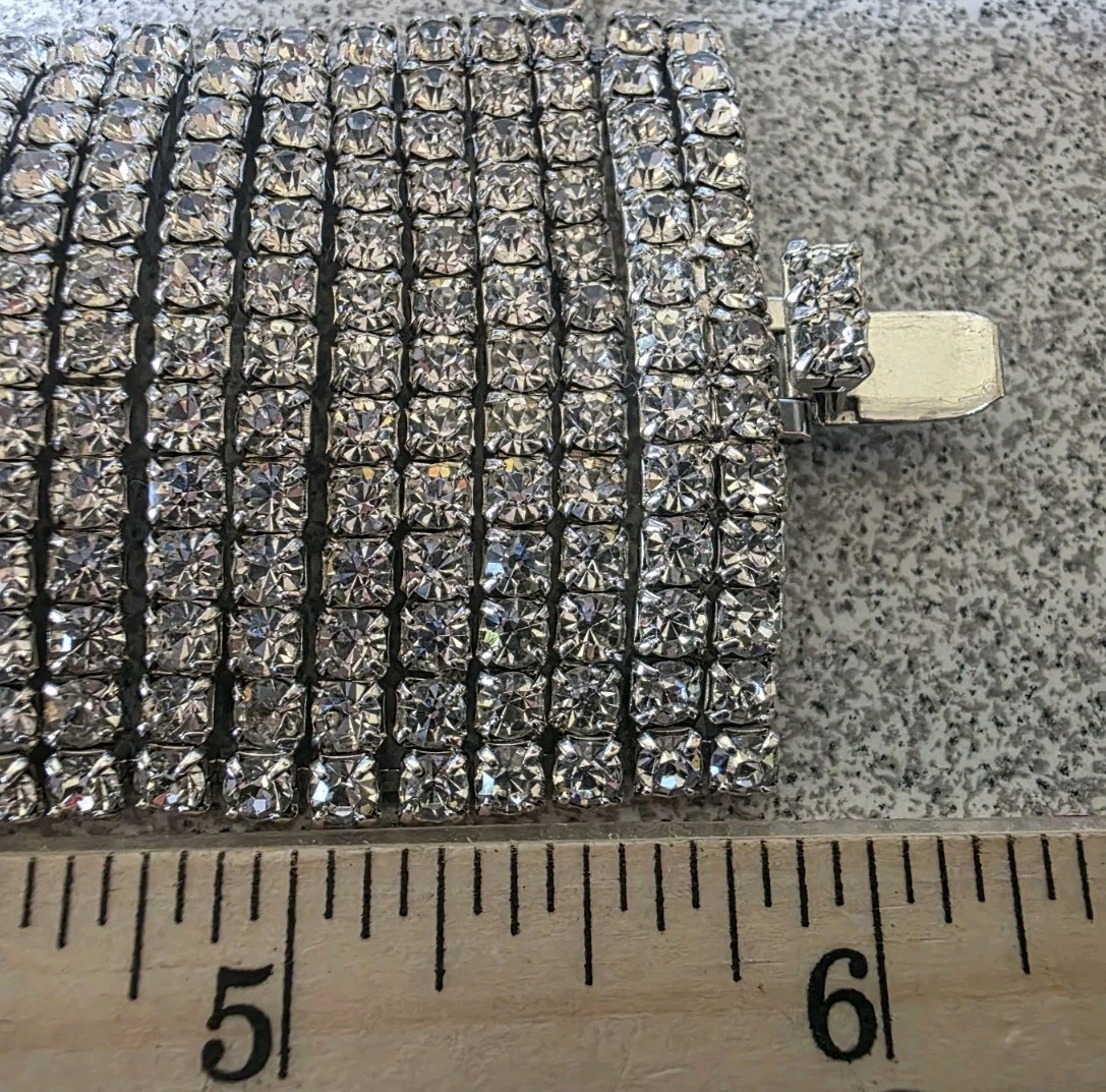 Shiny And Bright Crystal Bracelet With Matching Clip Hoops. #843