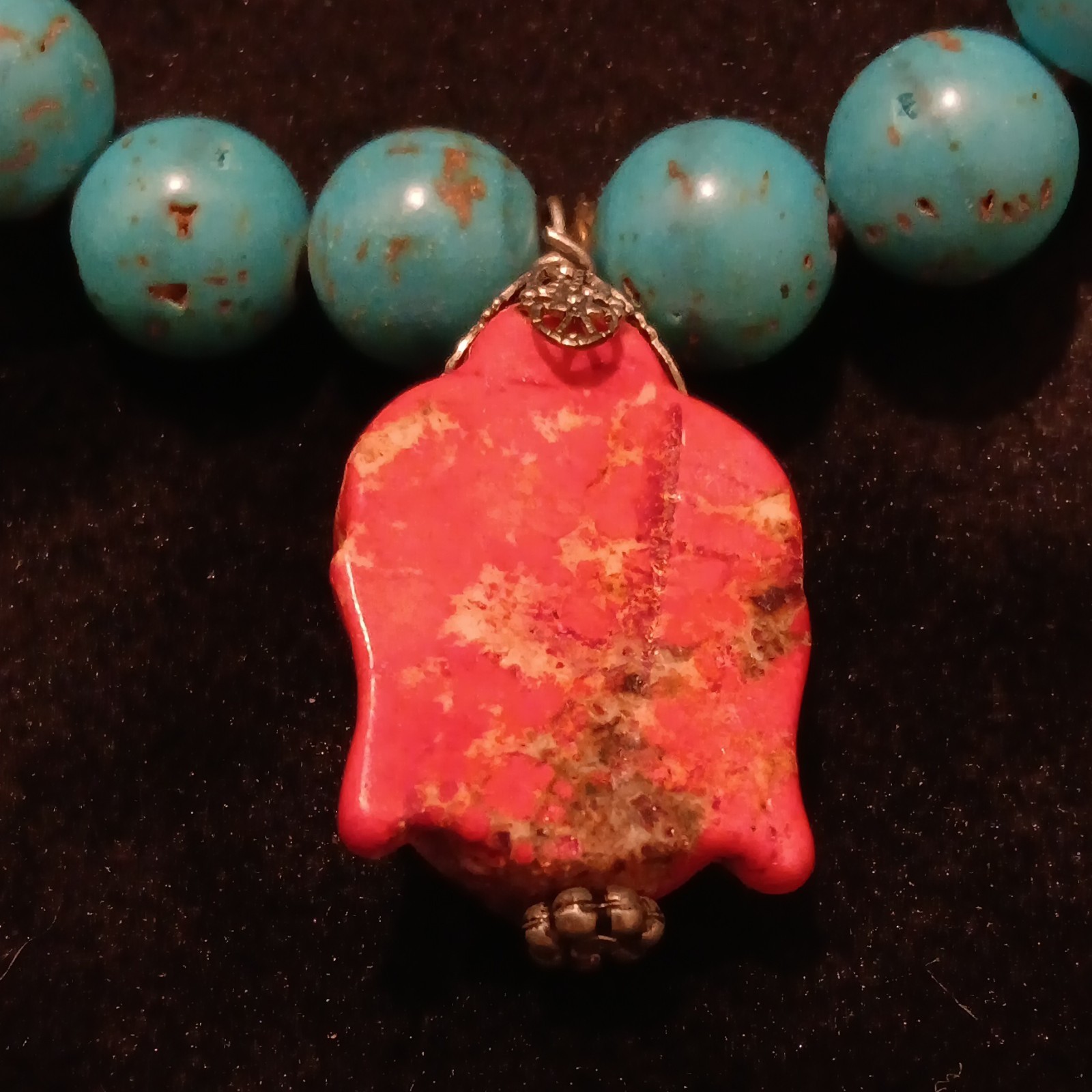 Tibetan Turquoise & Red Buddha Head Stretch Bracelet (43g)