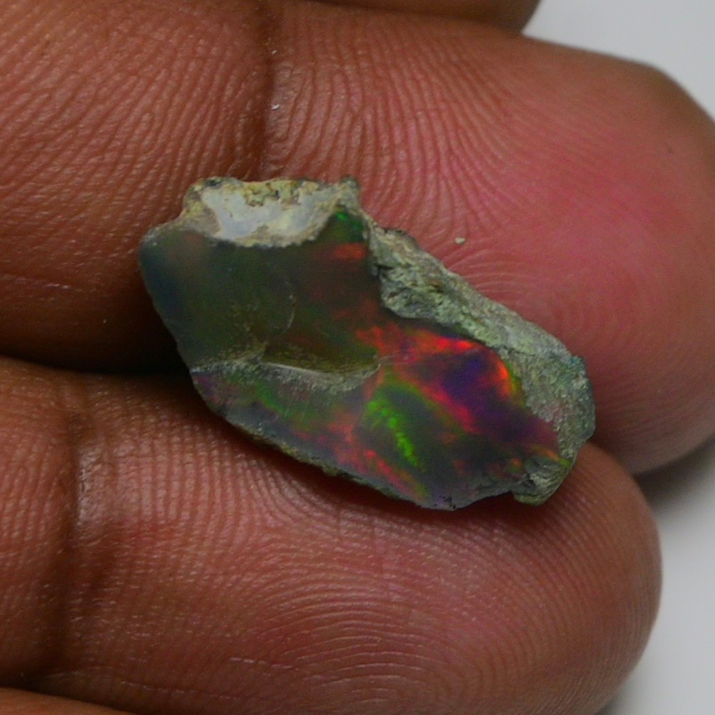Jewelry Grade Black Opal Rough 6.45 Cts, Natural Ethiopian Raw, Neon Fire Opal