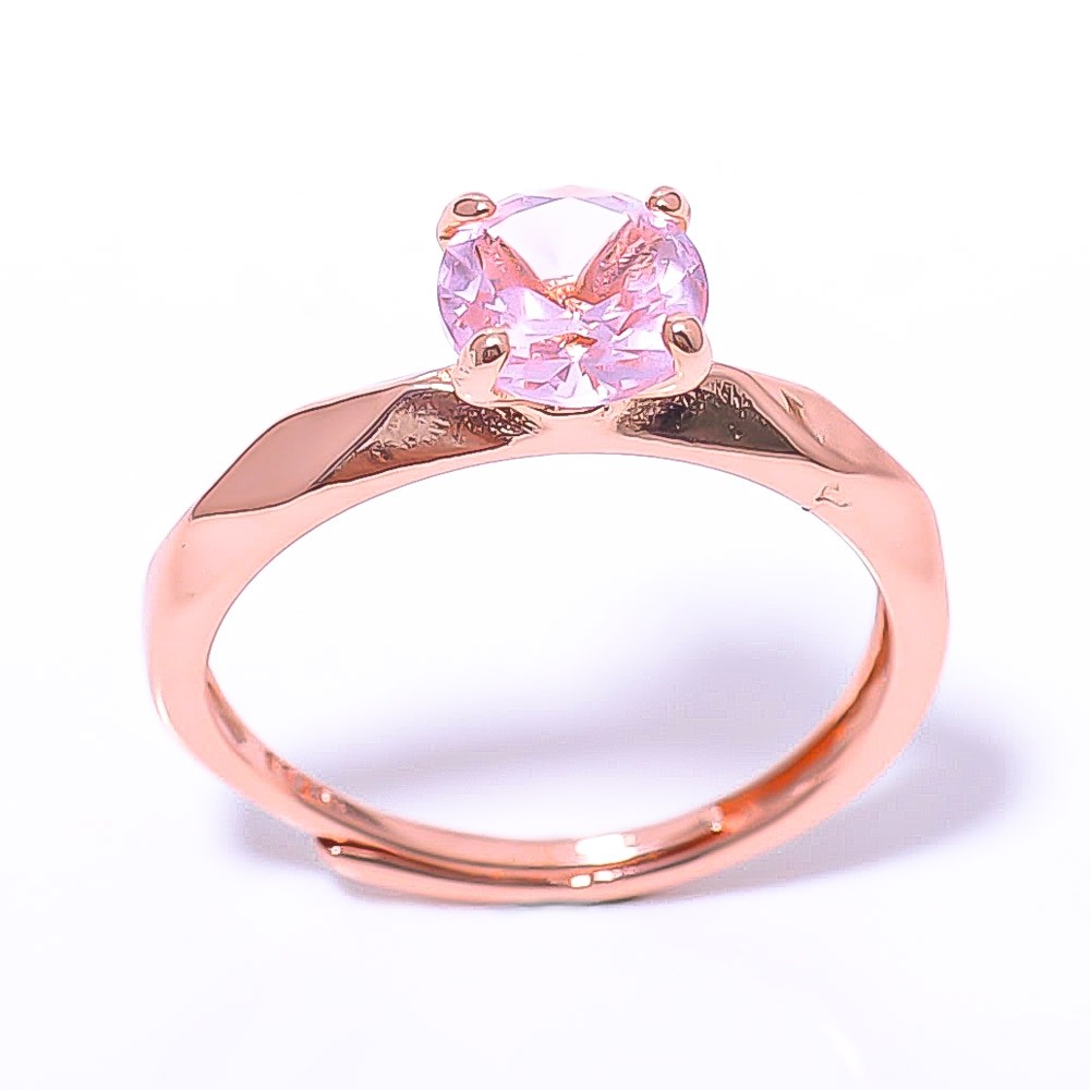 Rose Quartz Gemstone Rose Gold Plated Ring Adjst RC7384-13_2