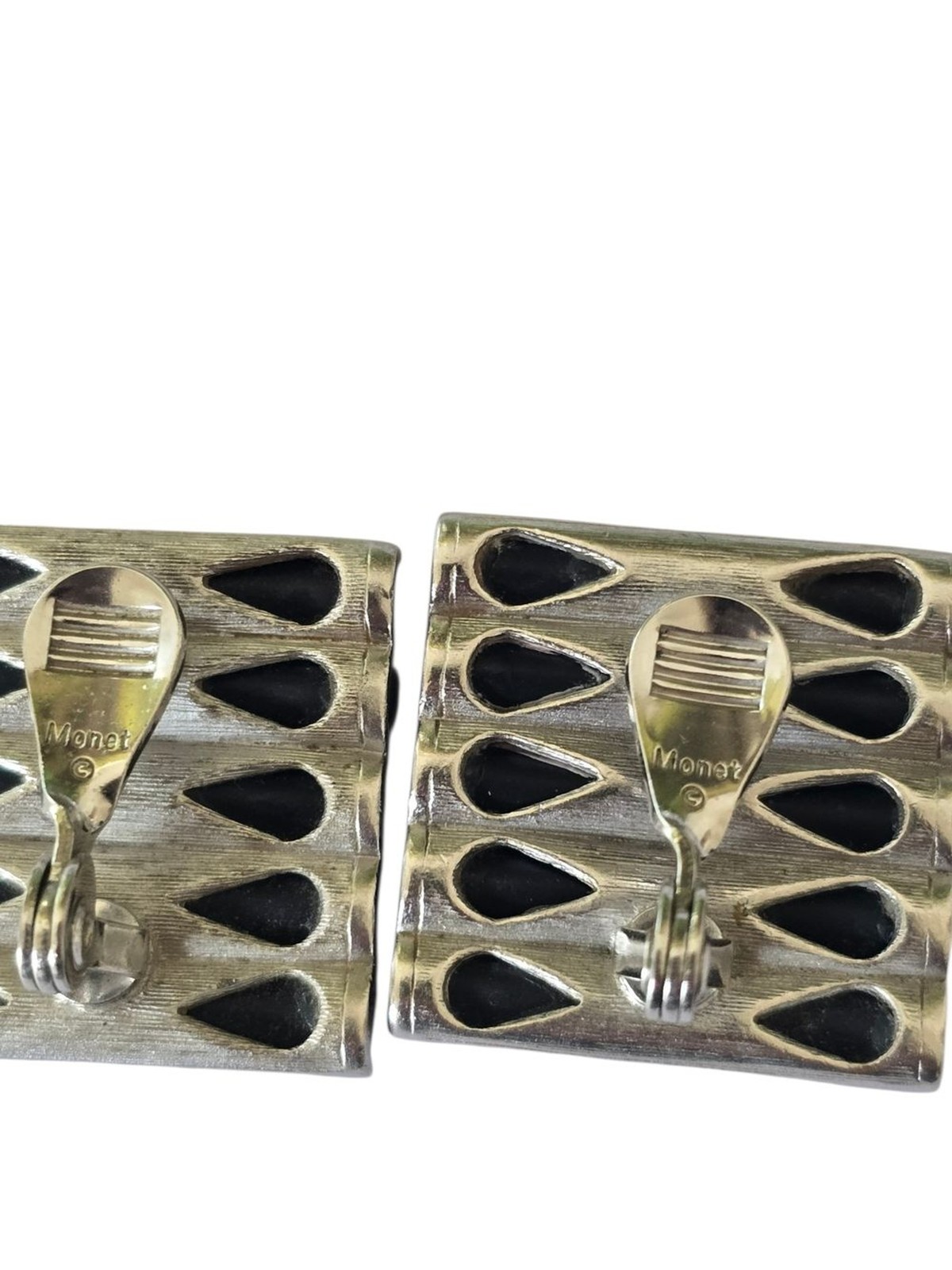 Monet Silver Tone 3 Piece Jewelry Set Long Necklace Bracelet Clip On Earrings