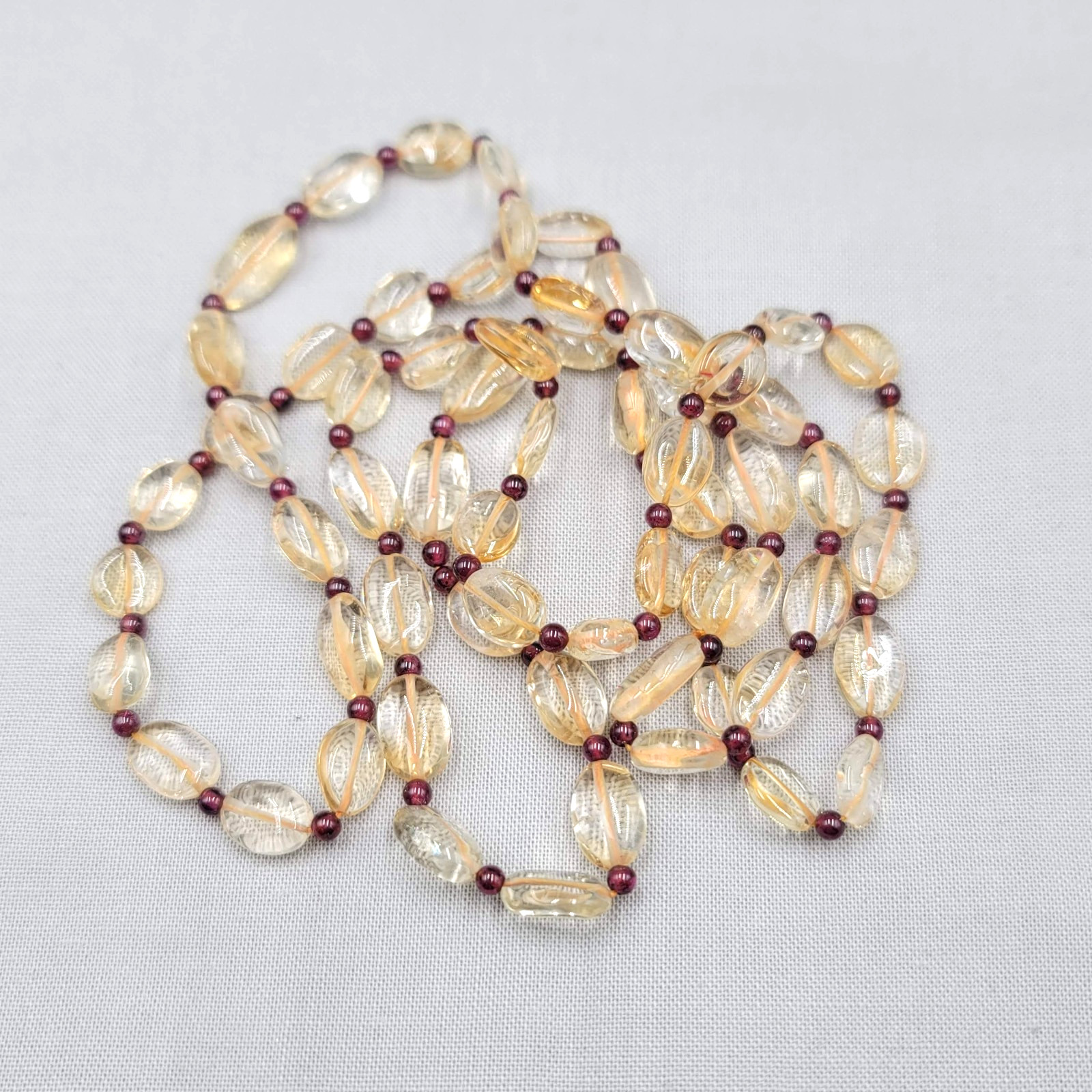 Pale Yellow Quartz Bead Purple Amethyst Spacer bead Necklace 32″