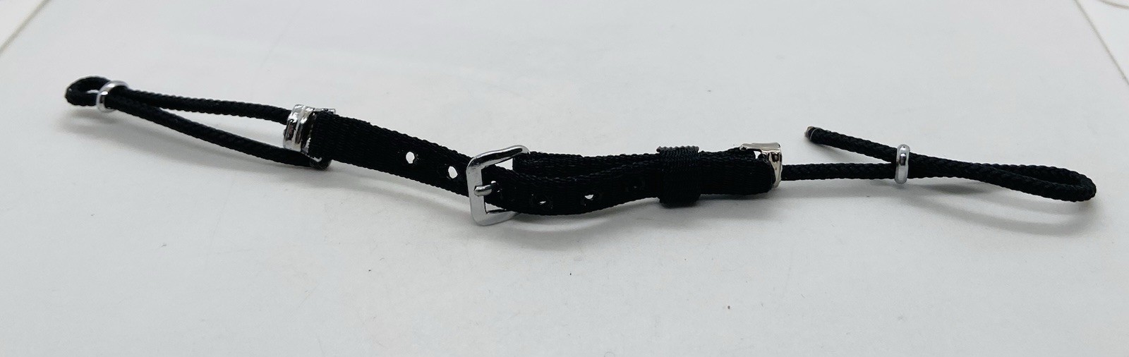 NEW NOS VINTAGE WATCH BAND Black CORD Unique BUCKLE CLOSE Adjust Length To Fit U