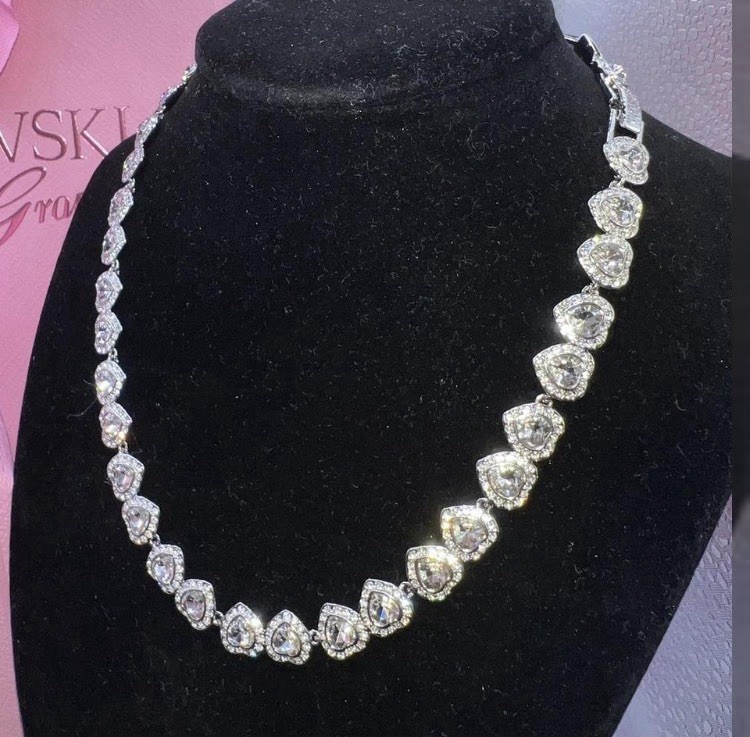 Swarovski Ariana Grande Tennis Necklace Mixed cuts, Heart Rhodium plated 5720857
