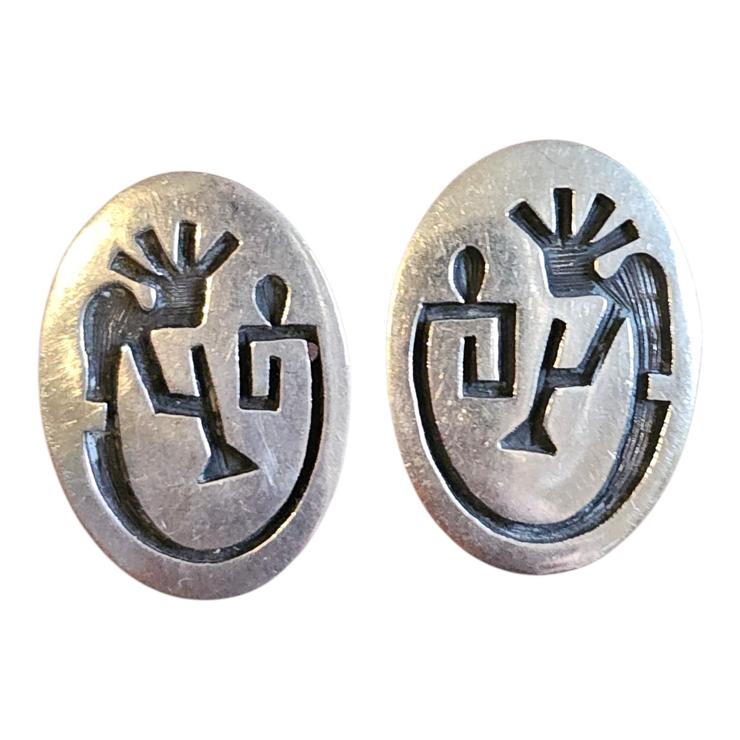 Sterling Earrings Native American Hopi Kokopelli Eagle Claw Hallmark