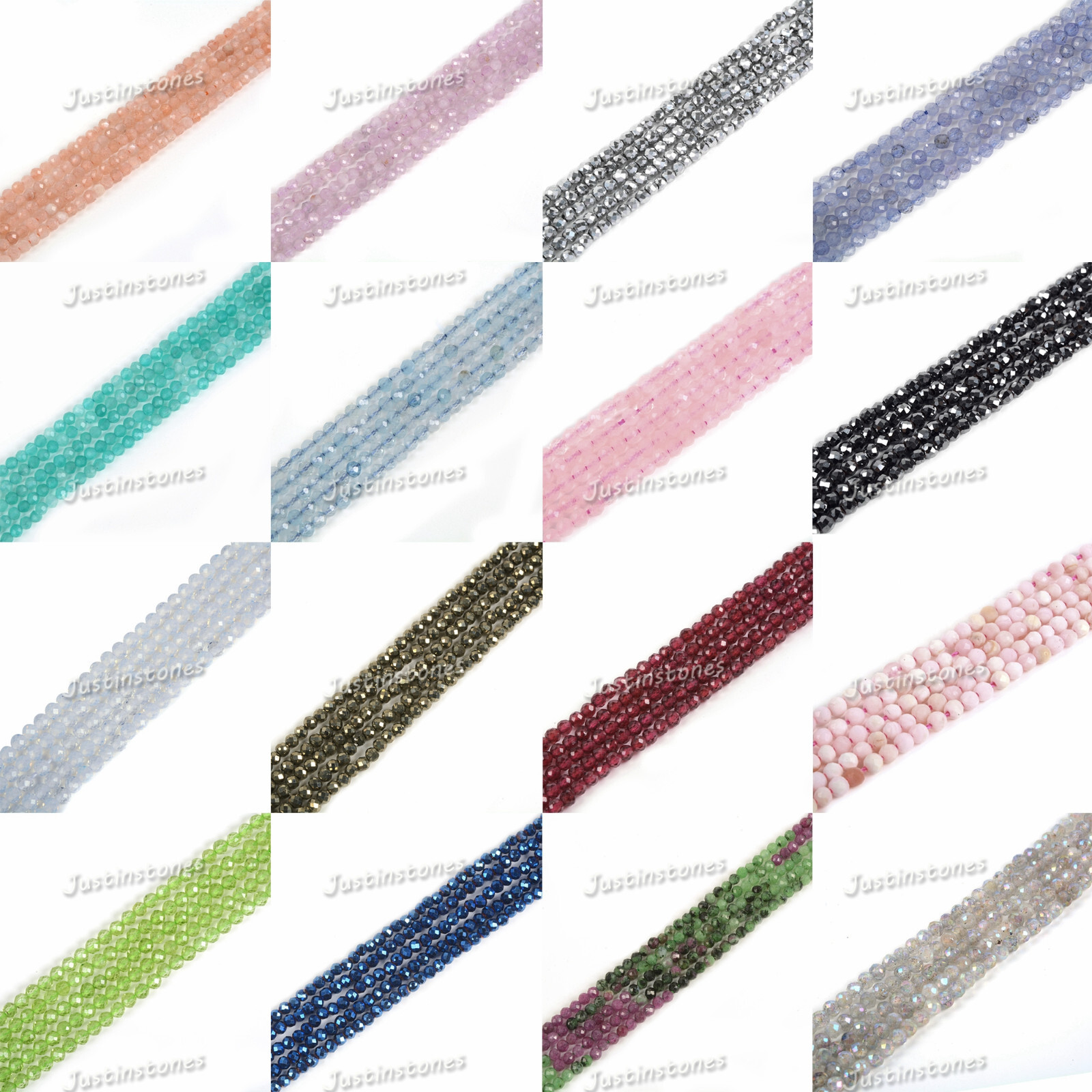 2mm to 3mm Faceted Gemstone round loose beads strand 15.5-16″ DIY Jewelry Making