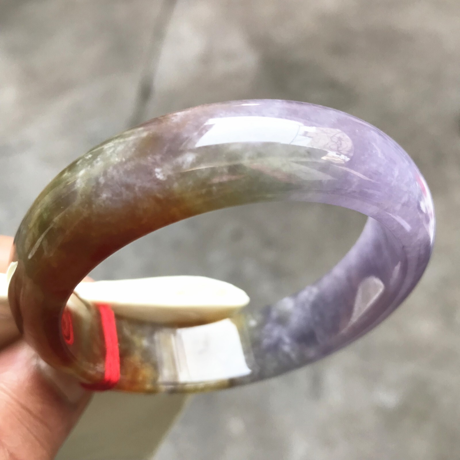 58.3mm Natural Ice Red Lavender Jadeite Jade Bracelet Burma Jade Bangle