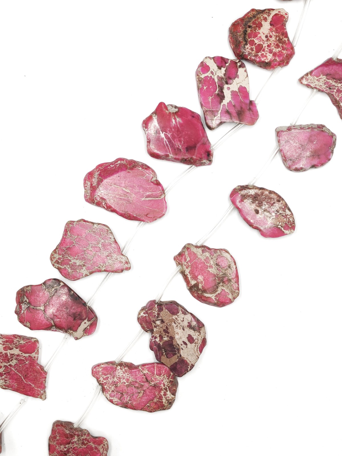 Pink Sea Sediment Jasper Top Drilled Slice Beads Approx 20x40mm 15.5″ Strand