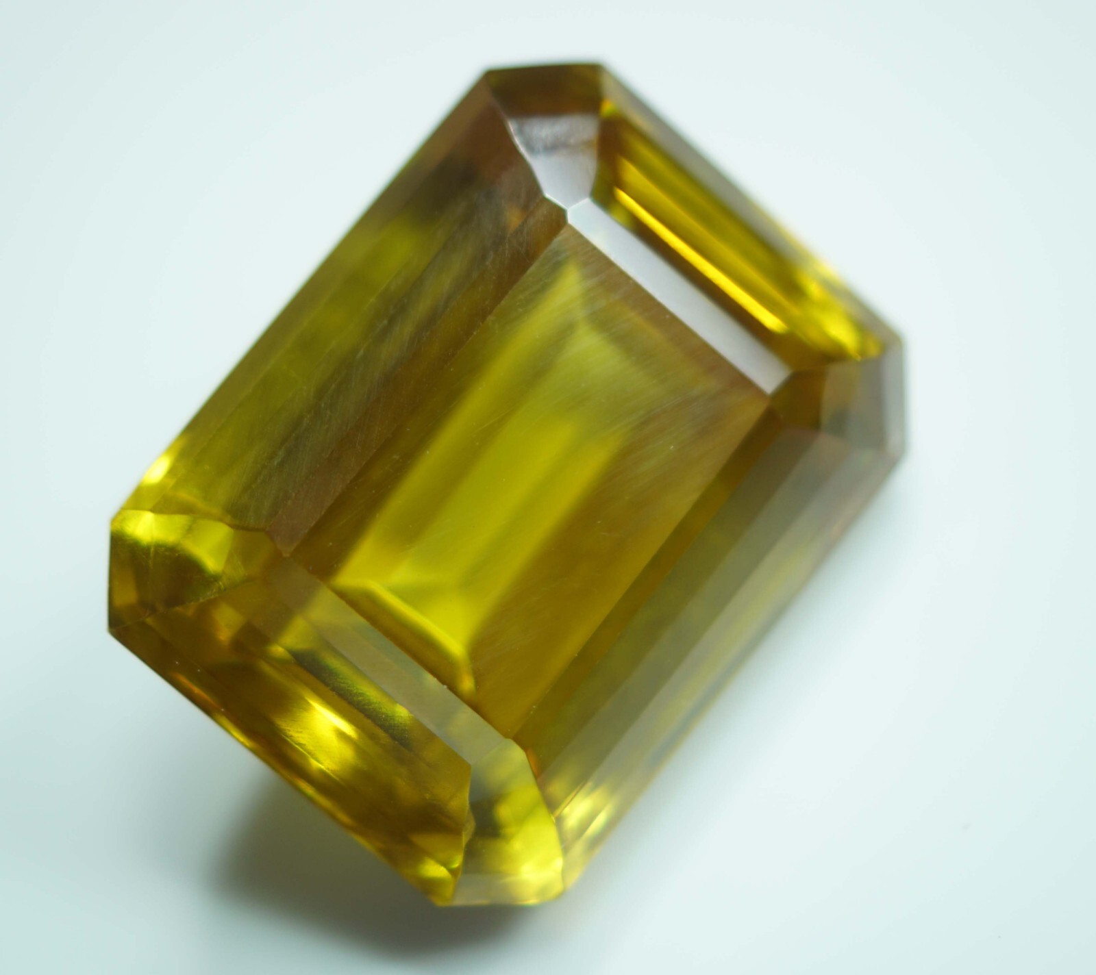 Certified 191.50 Ct Natural Emerald Cut Cambodian Yellow Zircon Loose Gemstone