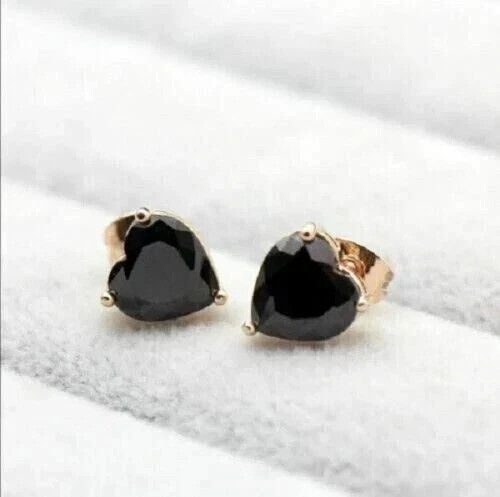 2Ct Heart Cut Lab Created Diamond Solitaire Stud Earrings 14K Rose Gold Plated