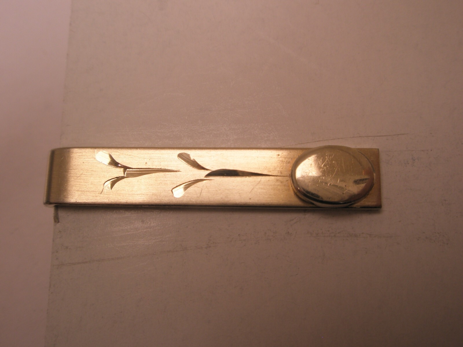 1-3/8″ Engrave Ready Gold Tone Vintage SMALL Tie Bar Clip simple plain design