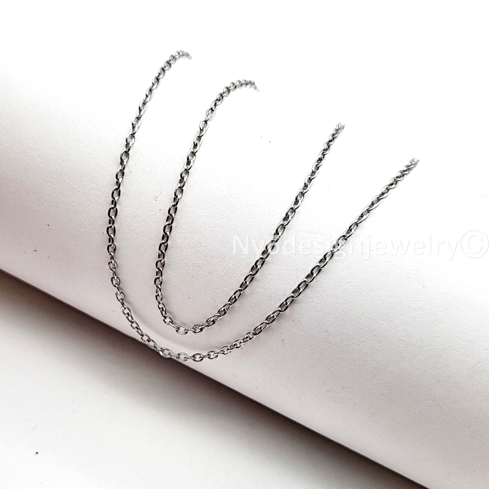 Stainless Steel 2×1.5mm Link Fine Round Cable Chain Necklace Bracelet Sold by FT