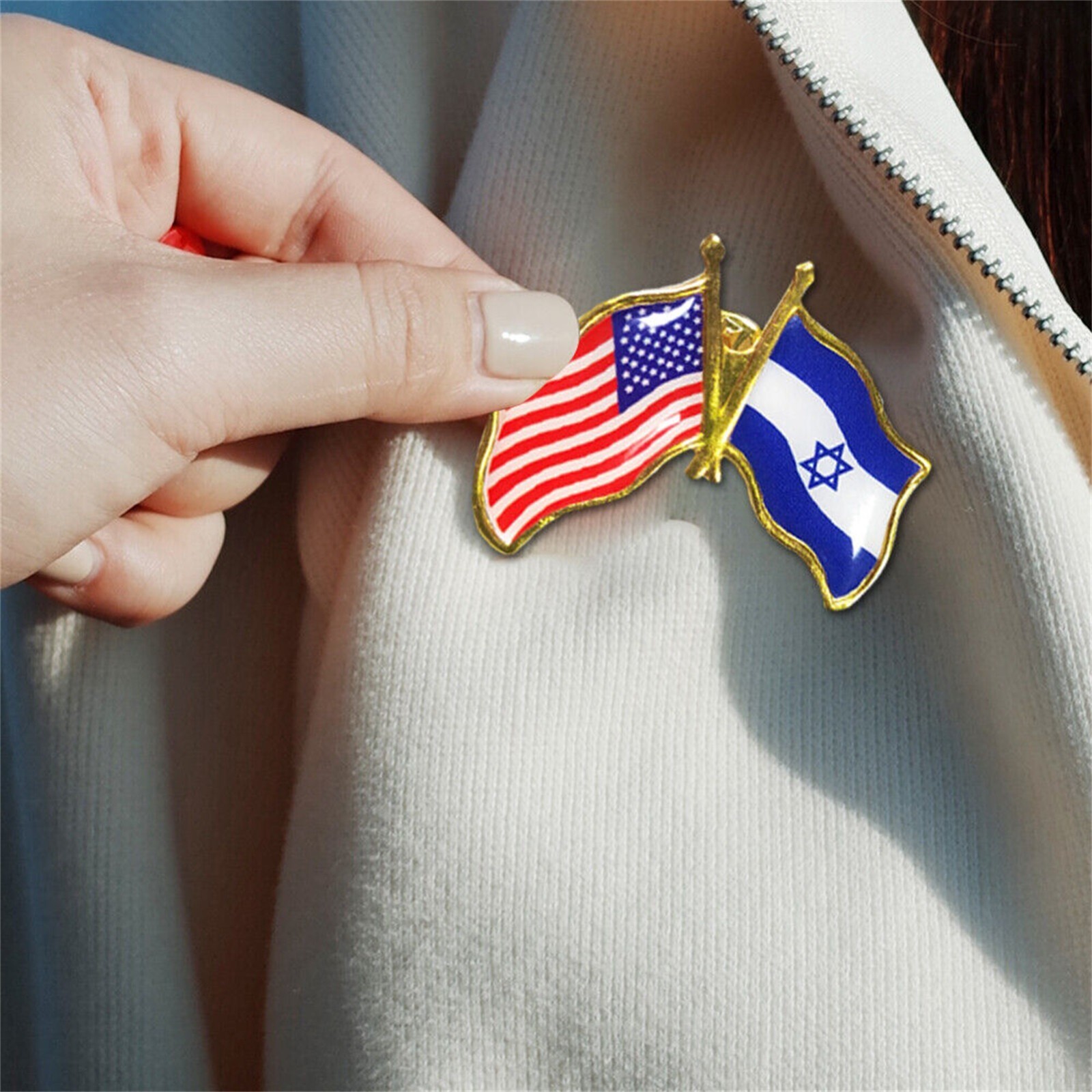 Pack of 10/20/30/50 USA American&Israel Friendship Flag Bike Hat Cap lapel Pin