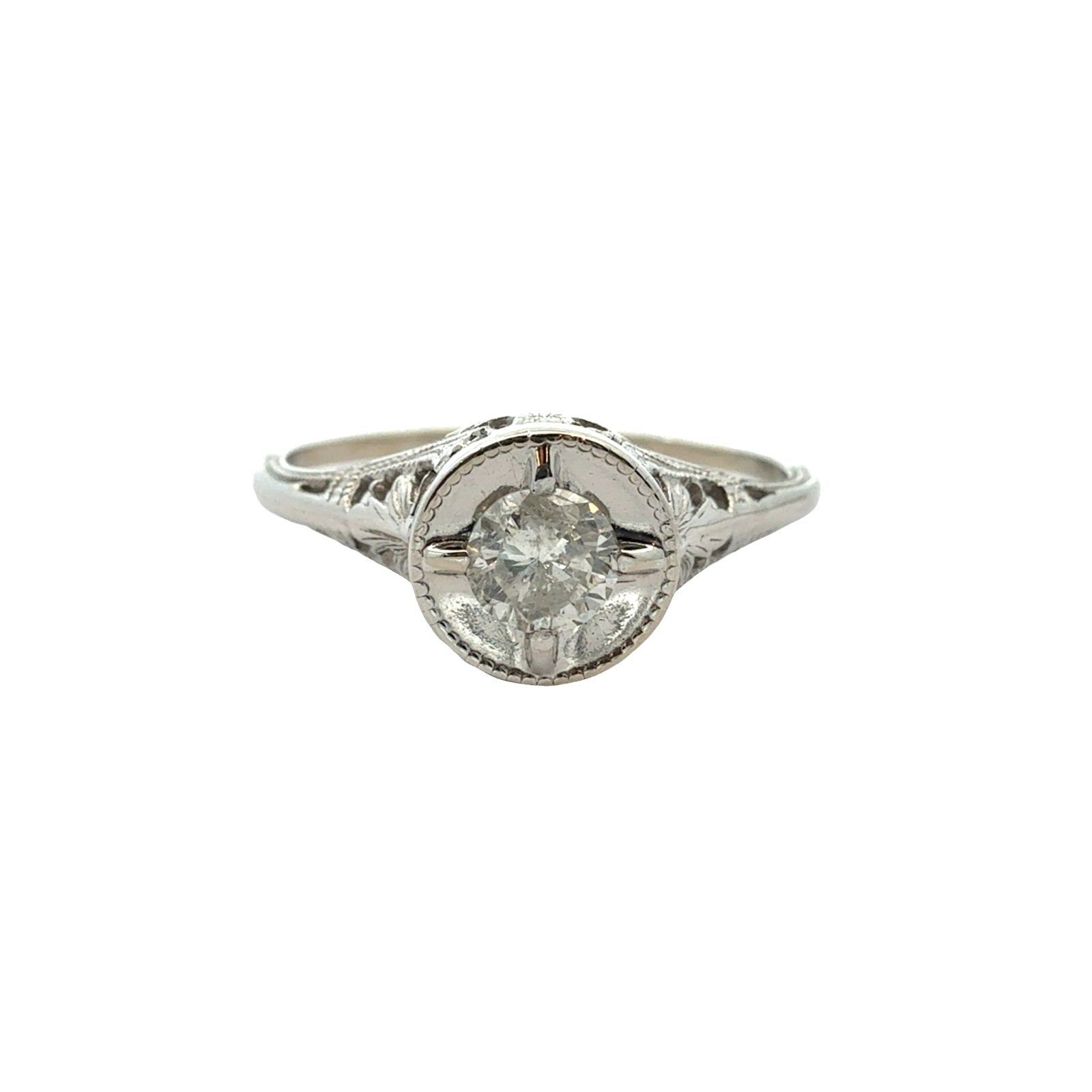 Vintage 14k White Gold 0.23ctw Diamond Engagement & Wedding Ring Set Size 5.5