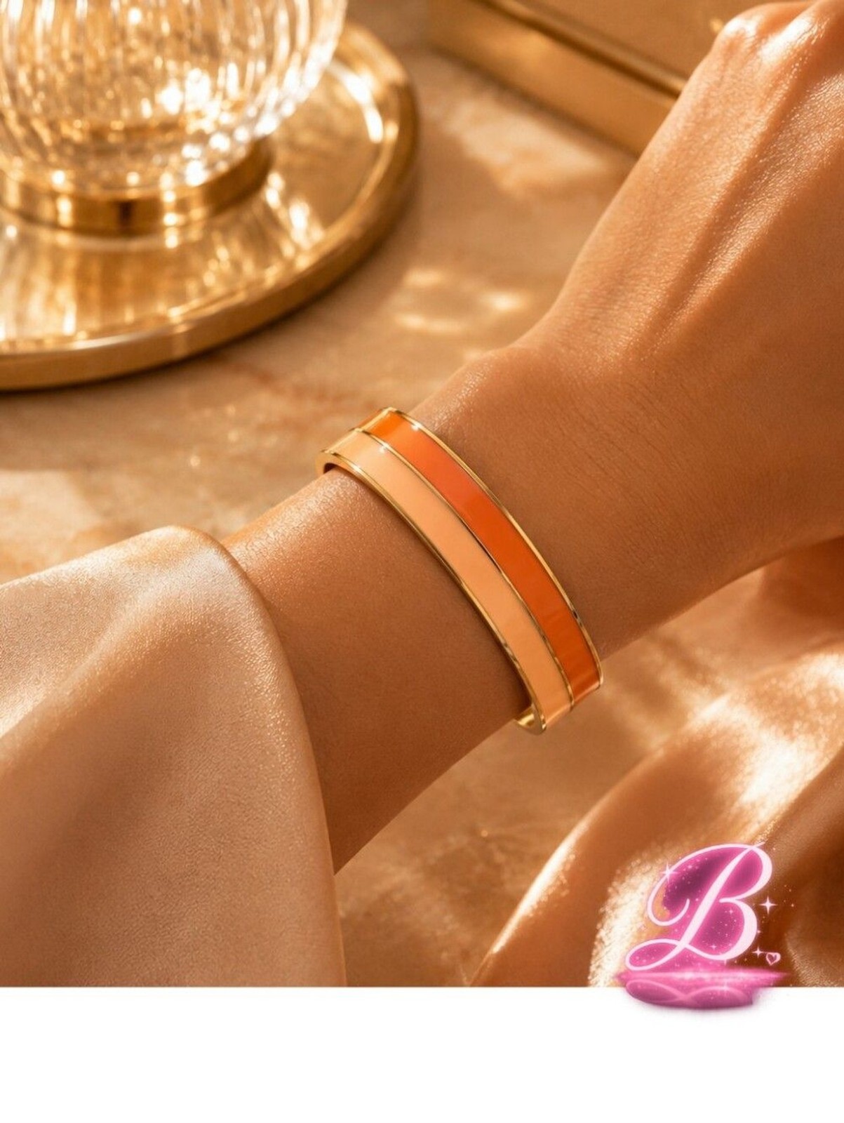Zoetik Colorblock Pink and Light Blush Enamel Bangle Bracelet NWT