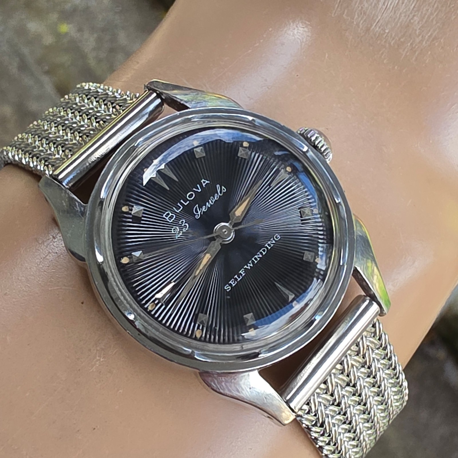 Vintage Bulova 23 “A” Men’s automatic watch sunburst dial 10BPAC USA 1950s