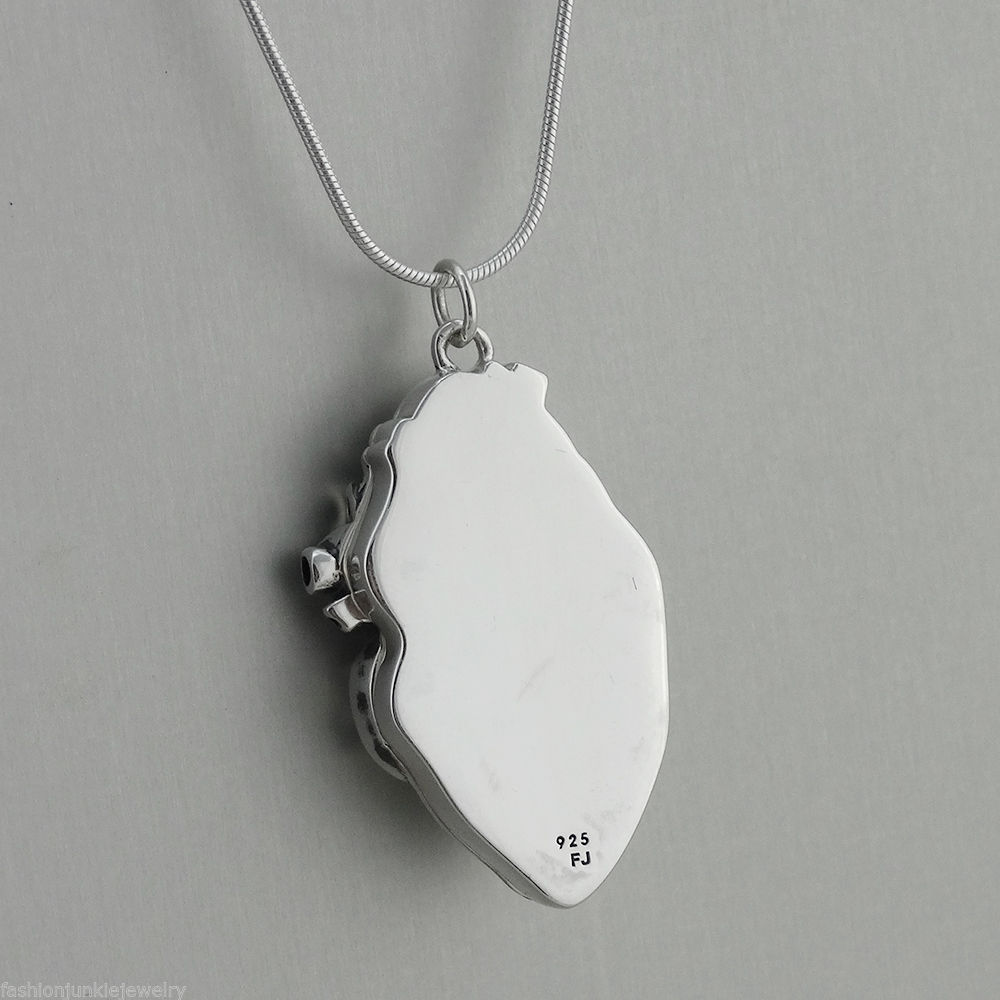 Anatomical Heart Locket Necklace – 925 Sterling Silver – Love Lifelike Human SN